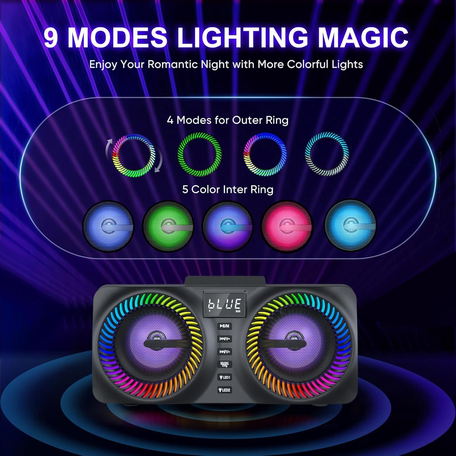 Karaoke Portátil MusyVocay NT001 con 2 Micrófonos y LED