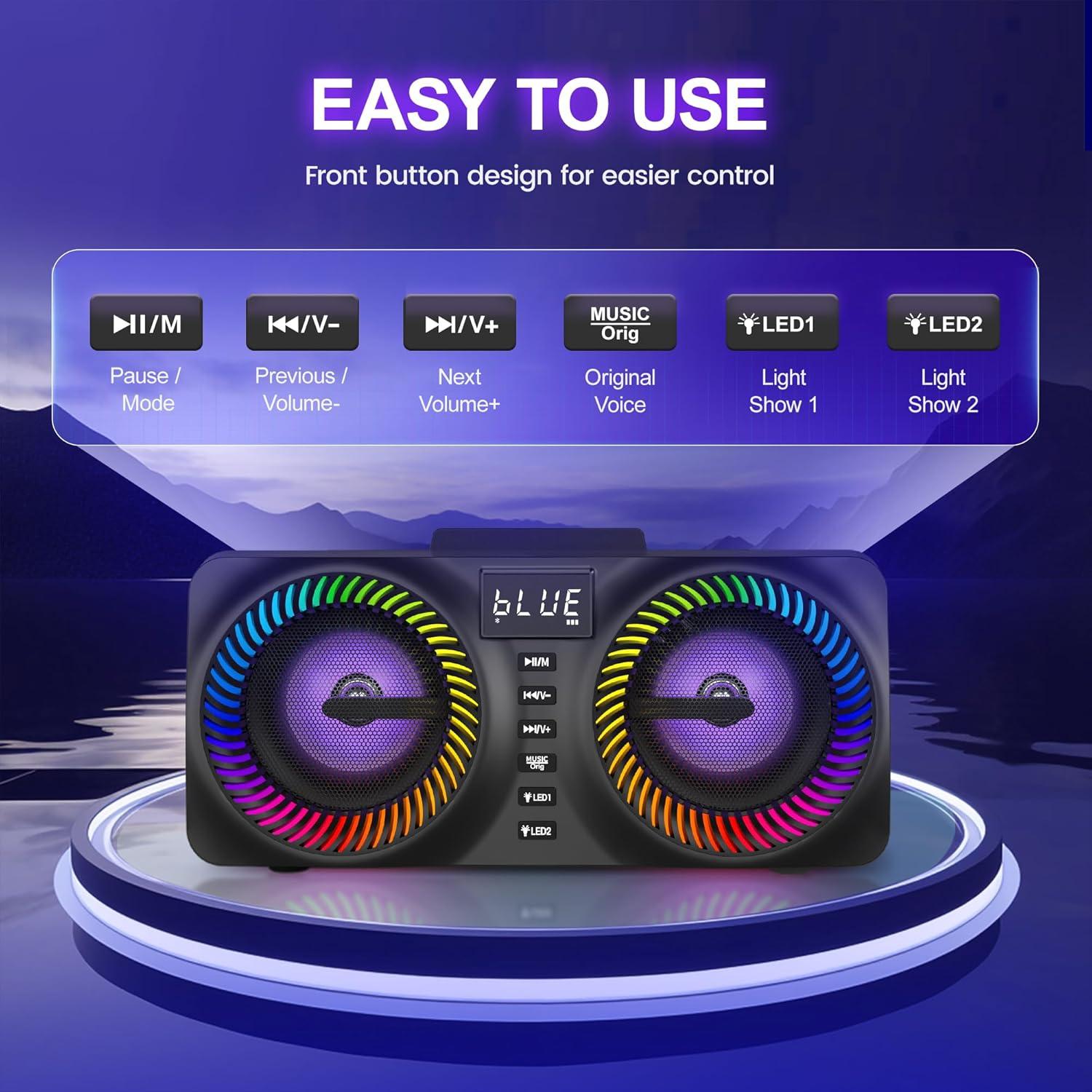 Karaoke Portátil MusyVocay NT001 con 2 Micrófonos y LED