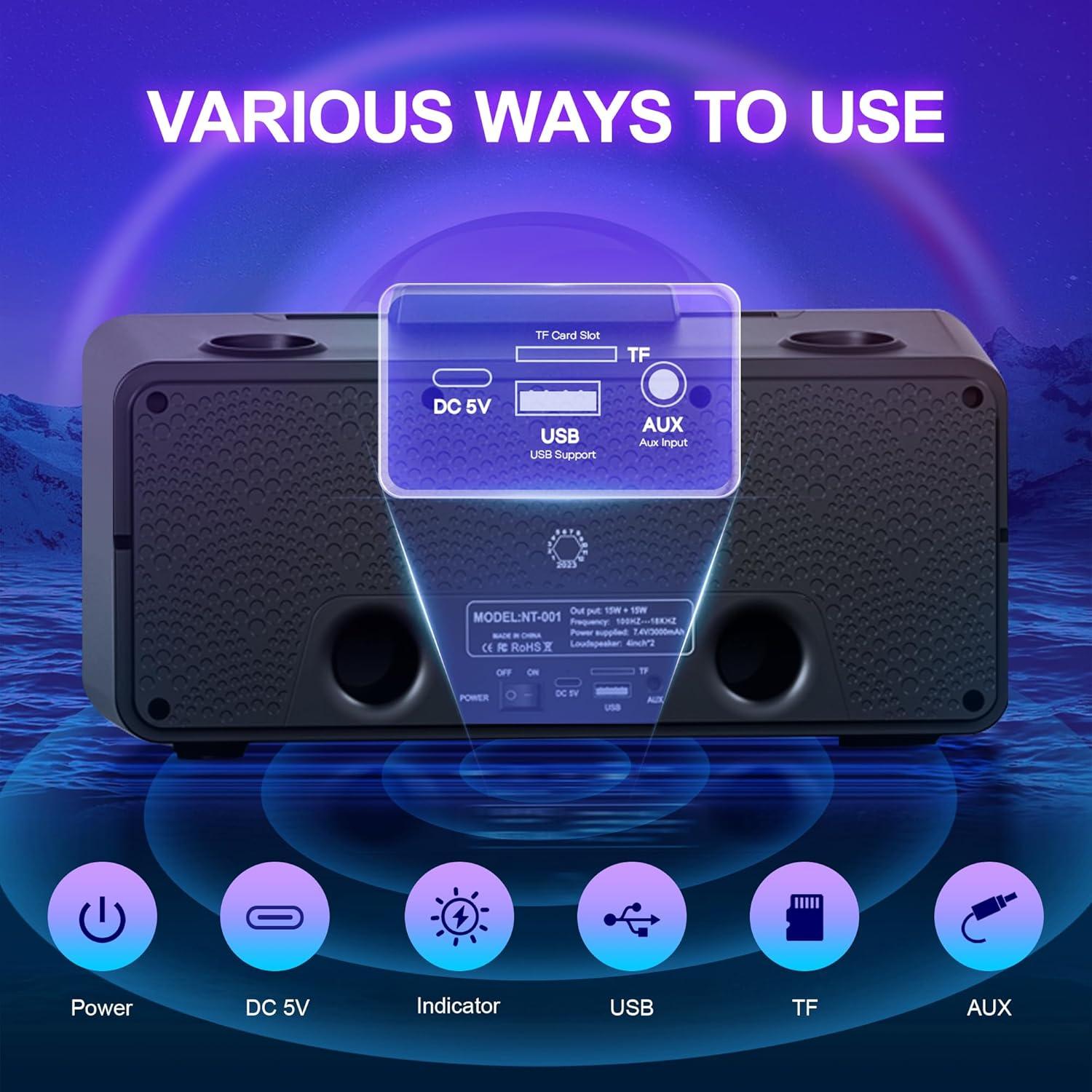 Karaoke Portátil MusyVocay NT001 con 2 Micrófonos y LED