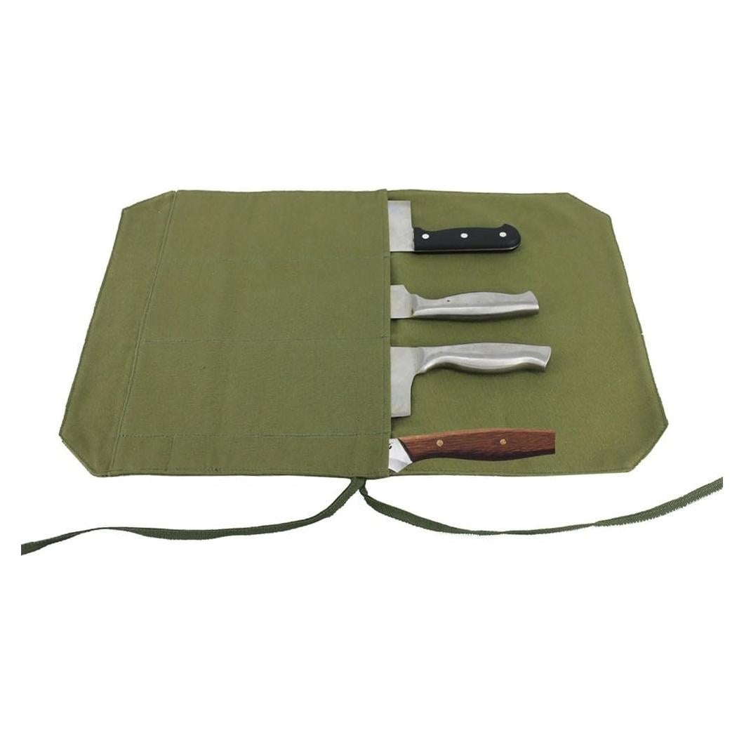 Bolsa de Cuchillos de Chef HERSENT Verde Militar 4 Compartimentos