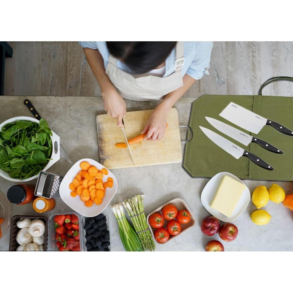 Bolsa de Cuchillos de Chef HERSENT Verde Militar 4 Compartimentos