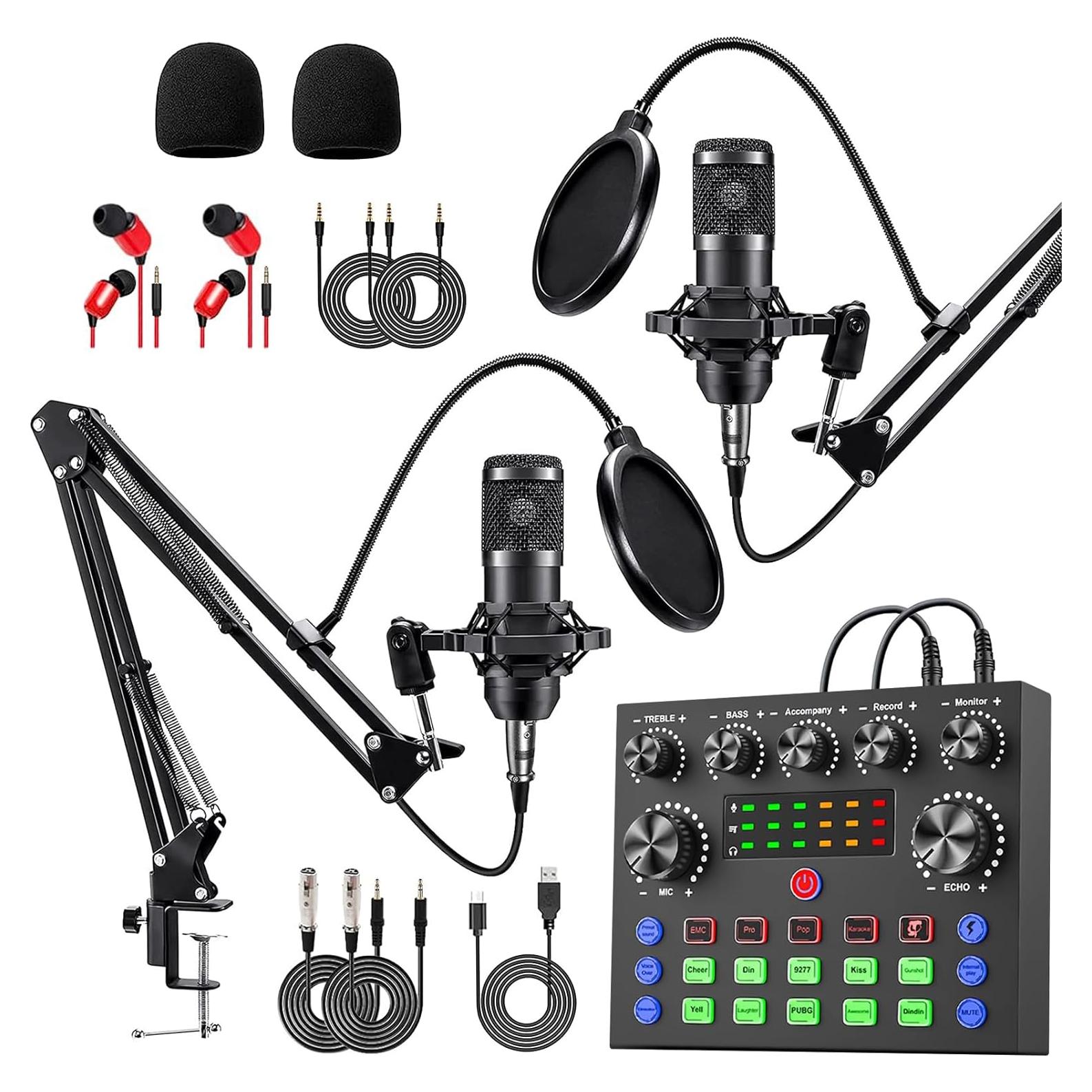 Paquete de Podcast sktome V8S para 2 Micrófonos y Mesa