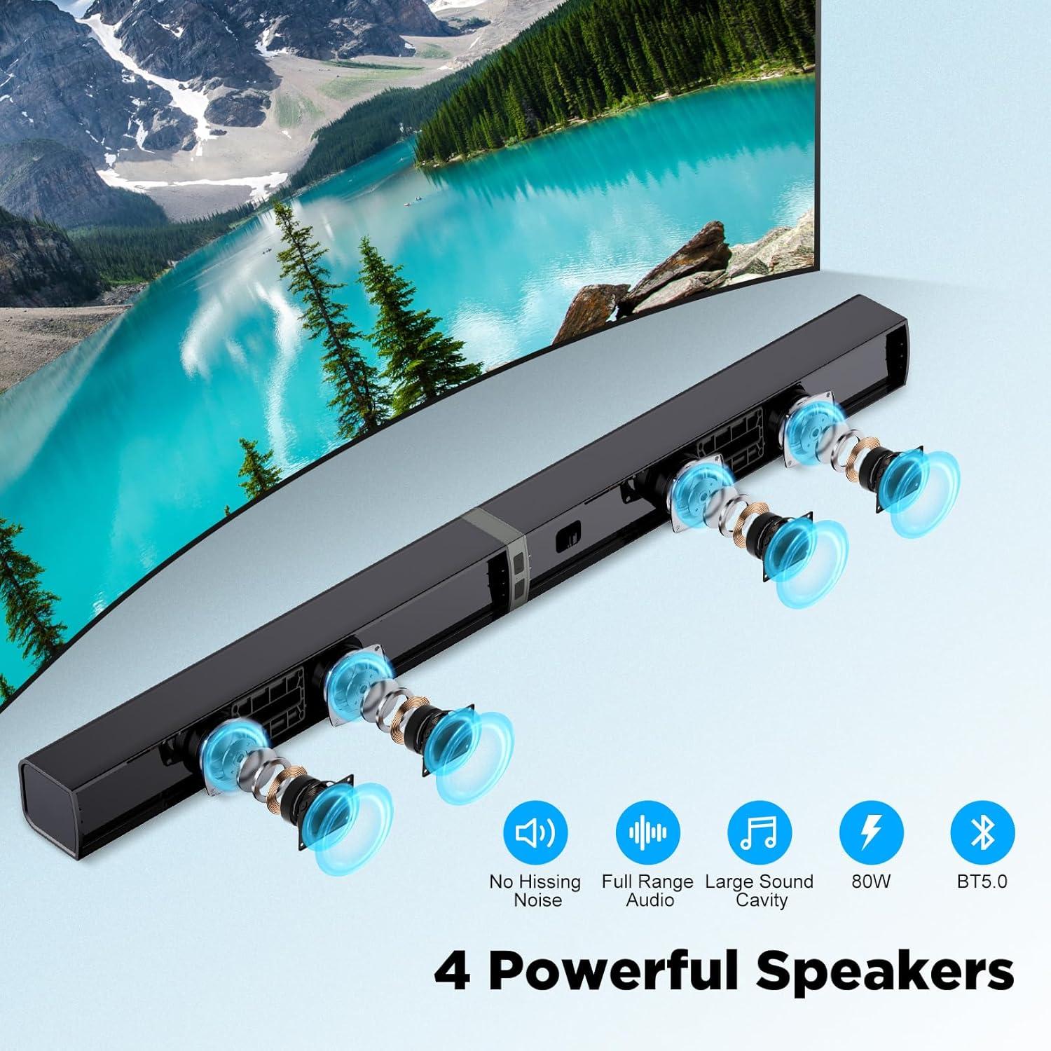 Barra de Sonido MZEIBO 80W Bluetooth 2 en 1 para TV