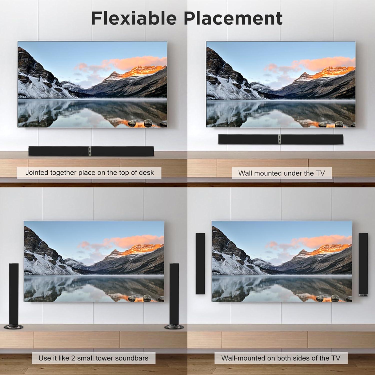 Barra de Sonido MZEIBO 80W Bluetooth 2 en 1 para TV