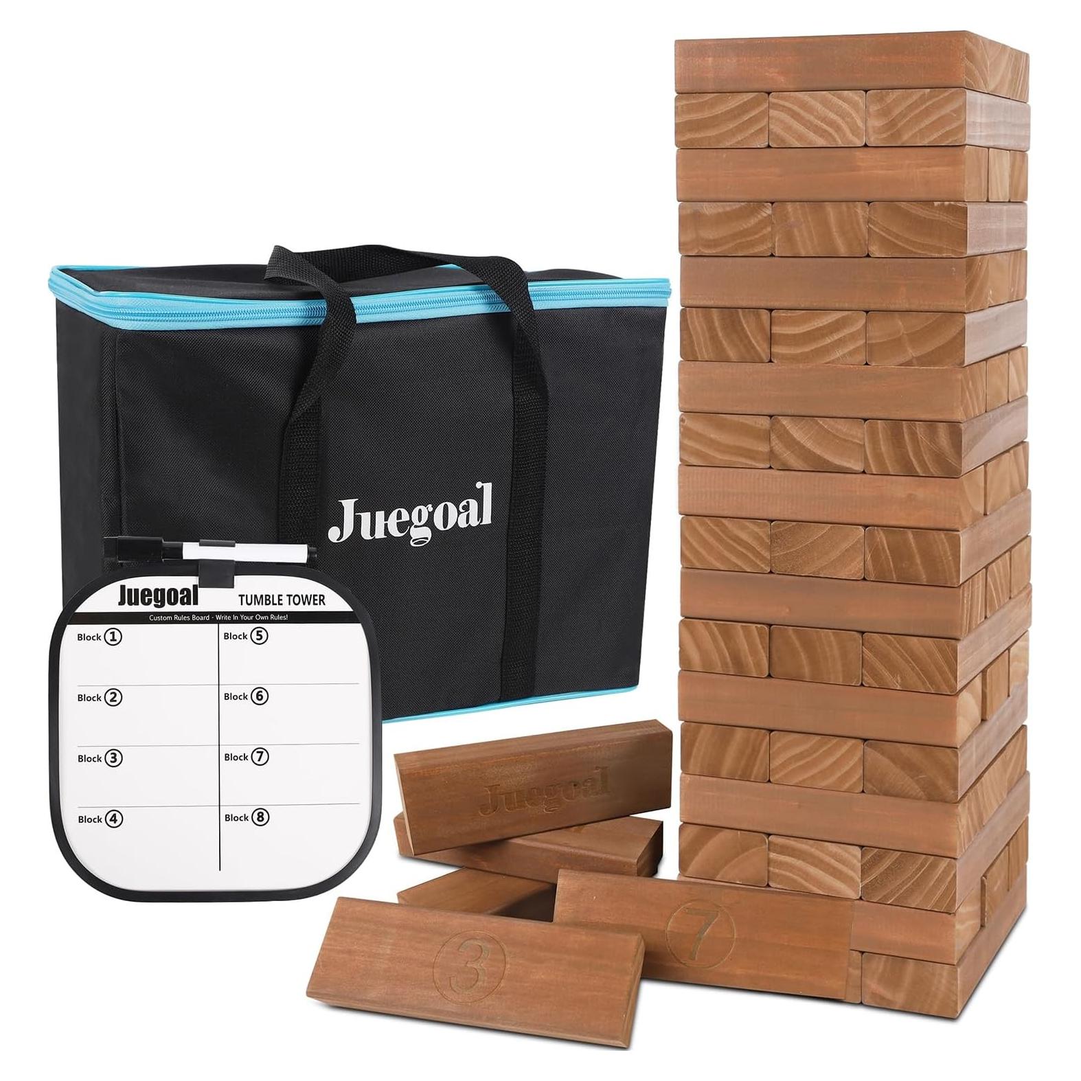 Juego de Torre de Caída Gigante Juegoal 54 Piezas Madera 61 cm