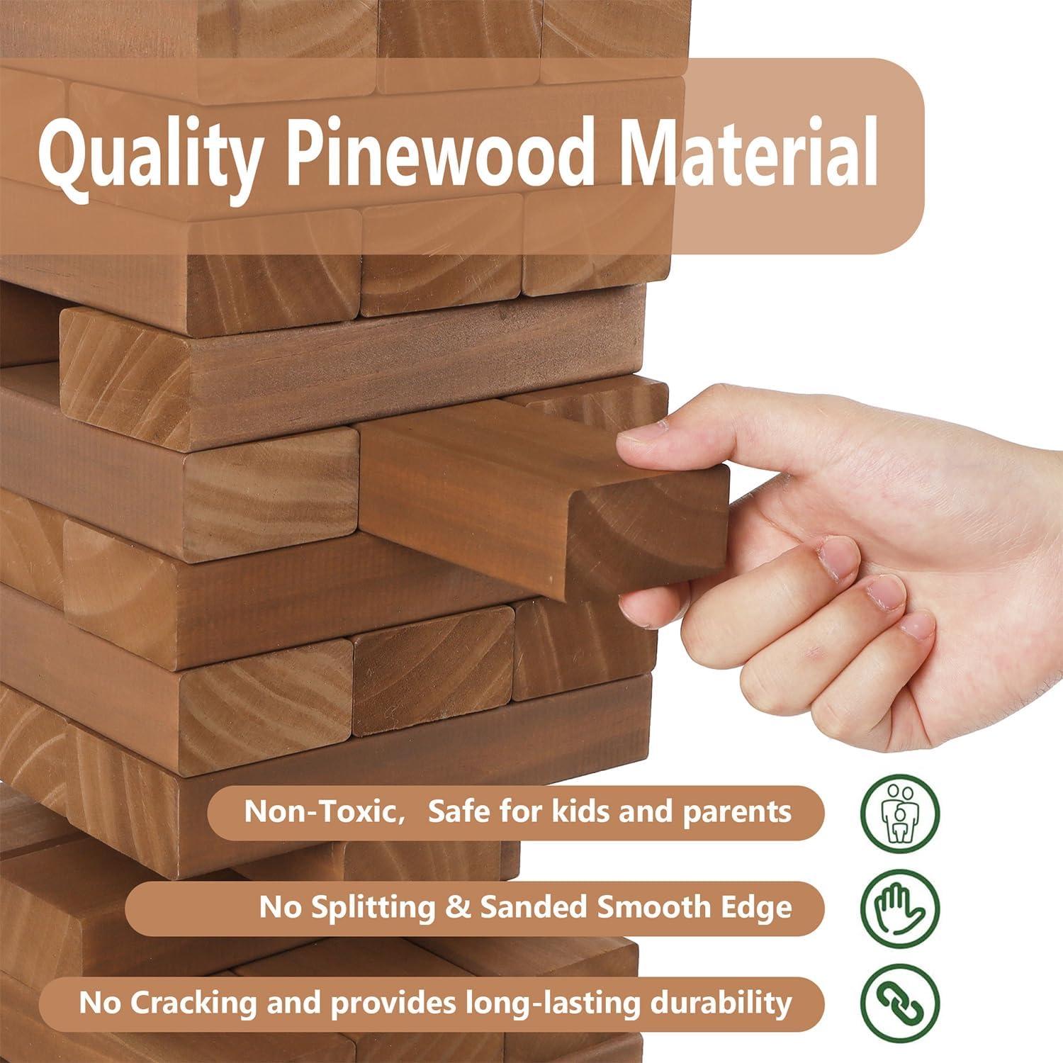 Juego de Torre de Caída Gigante Juegoal 54 Piezas Madera 61 cm