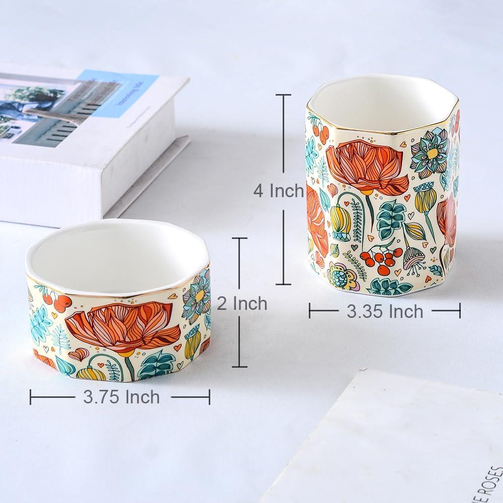 Juego de Organizadores de Escritorio YOSCO Cerámica Flor