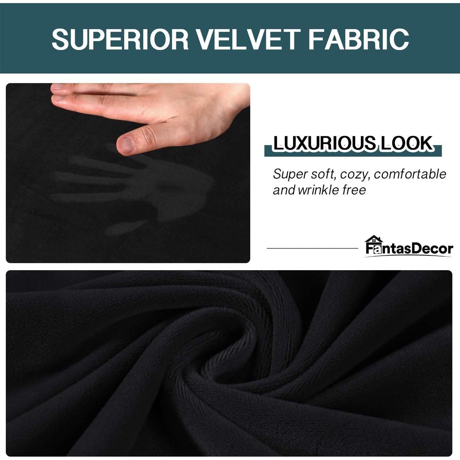 FantasDecor Funda de Sofá 2 Piezas Terciopelo Negro 79-124 cm