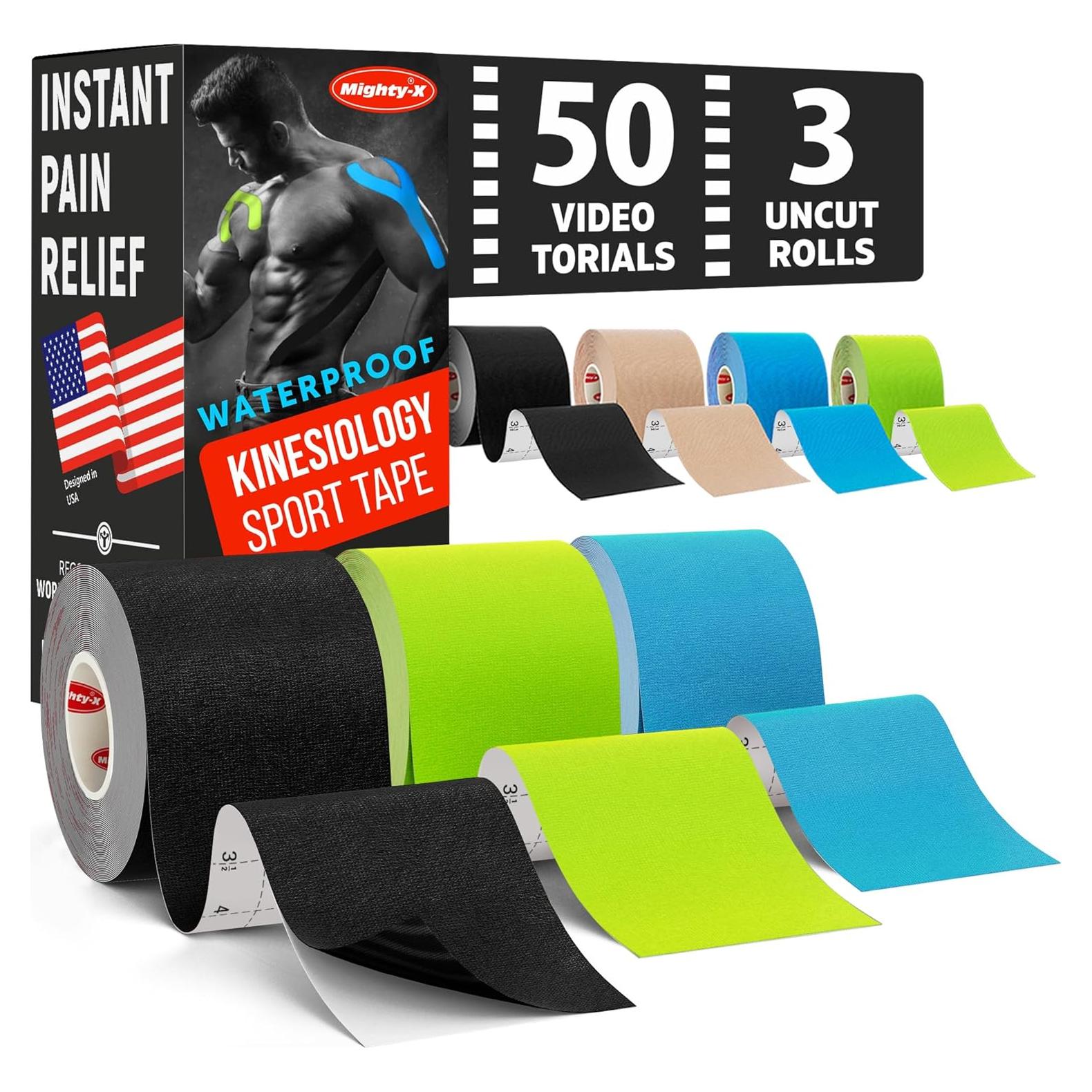 Cinta Kinesiológica Impermeable Mighty-X 5 m Soporte Rodilla