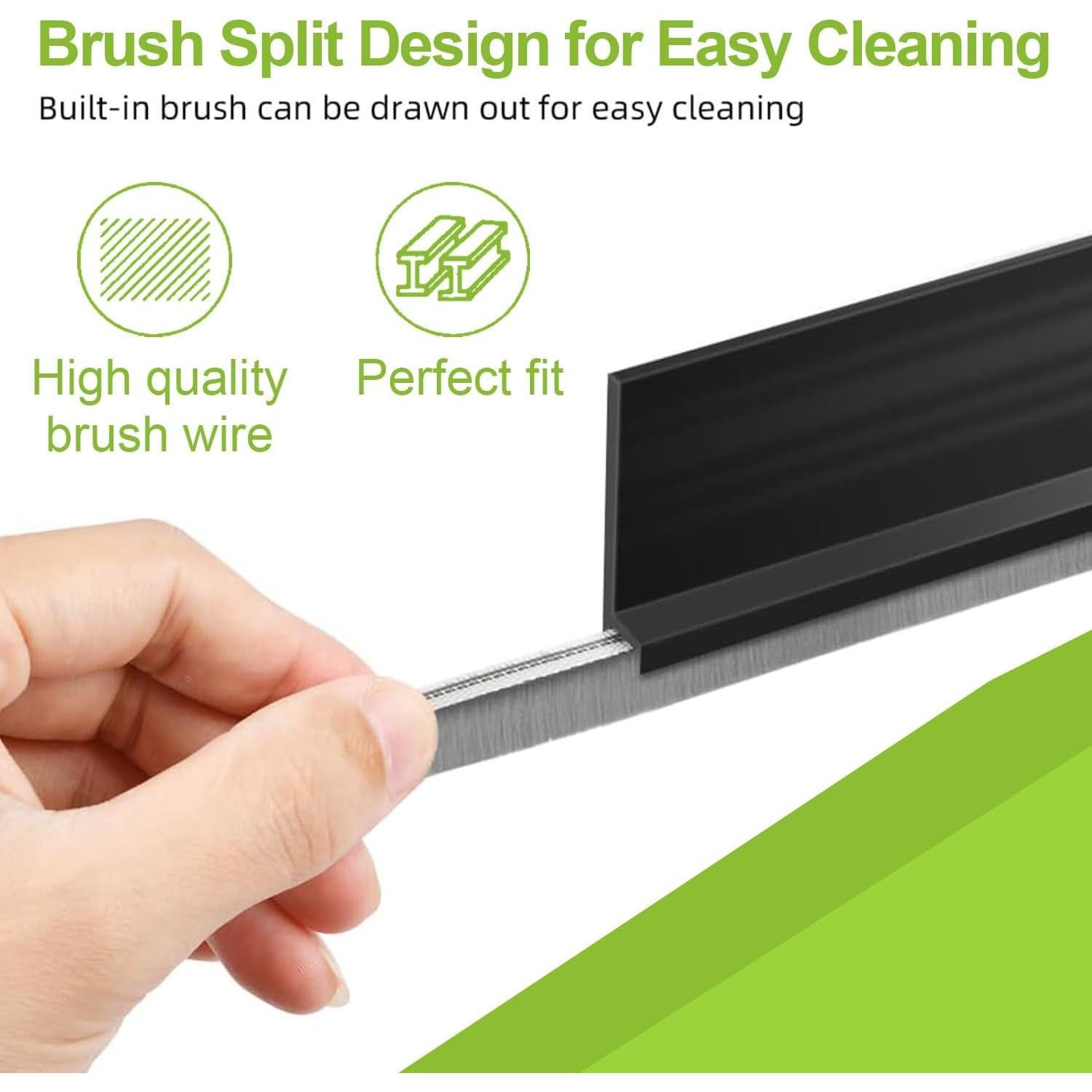 Barrera de Puerta DINGLIAN con Cepillo 5.08 cm x 99 cm Negro