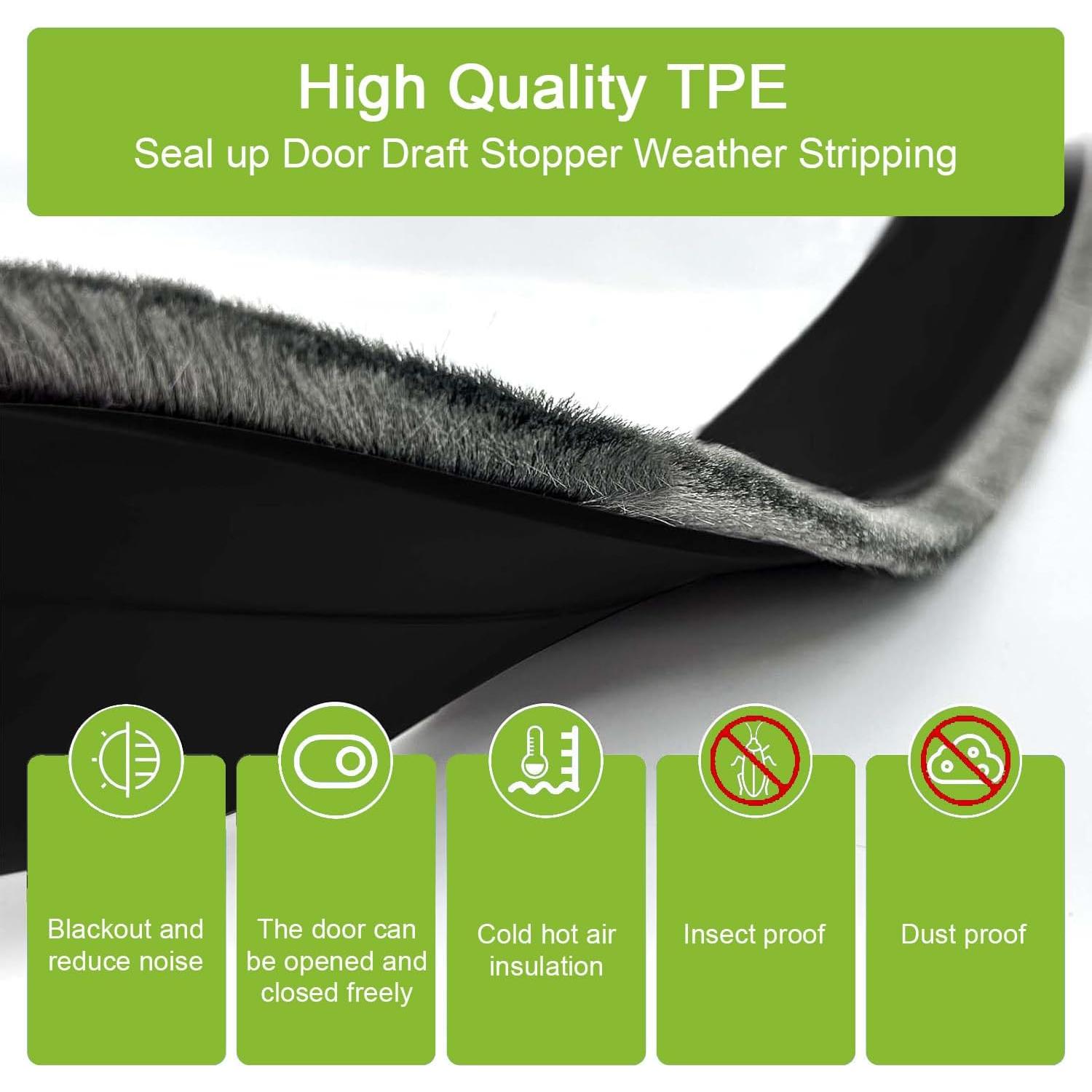 Barrera de Puerta DINGLIAN con Cepillo 5.08 cm x 99 cm Negro