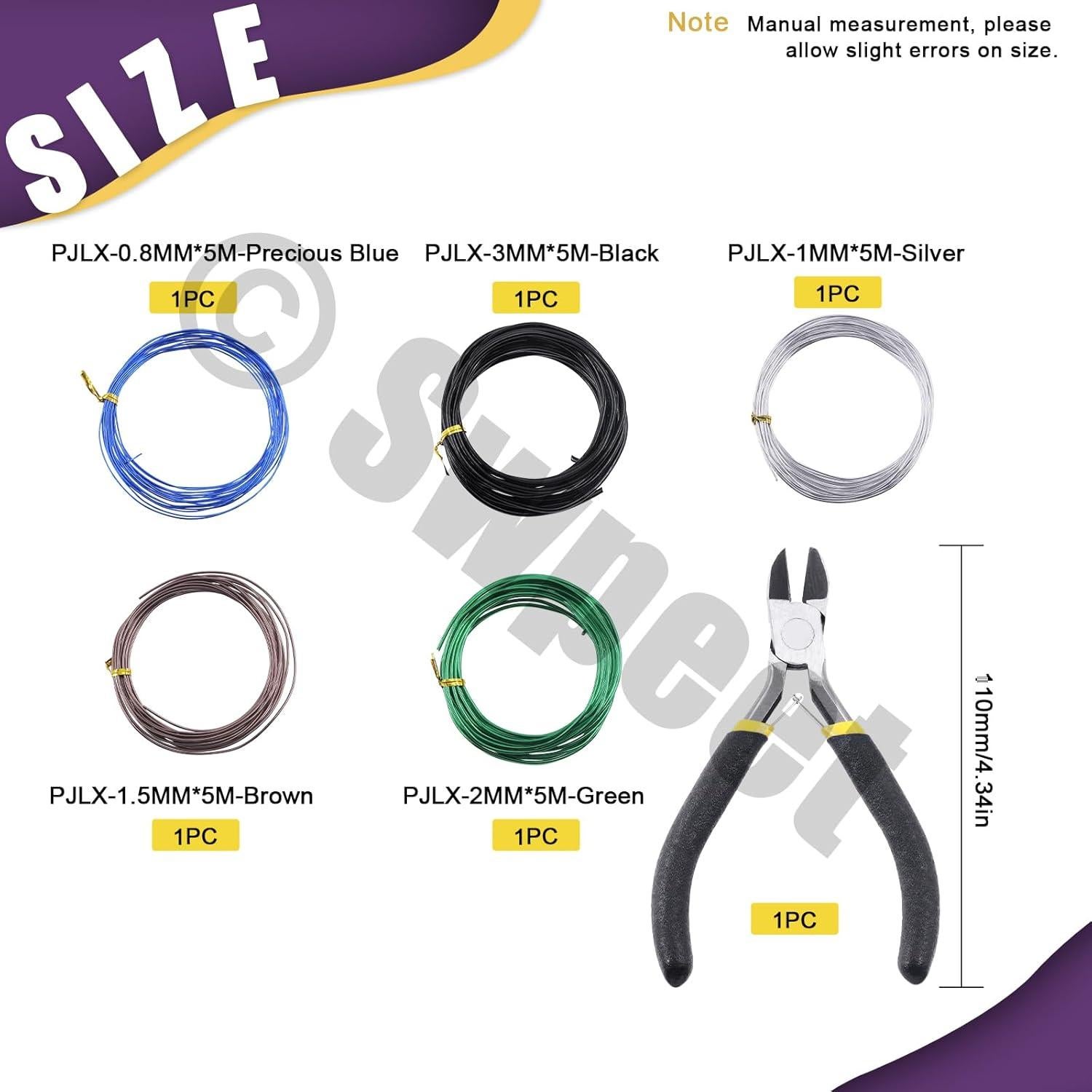 Kit de Alambre para Bonsai Swpeet 6Pcs 5 Tamaños 82 Pies