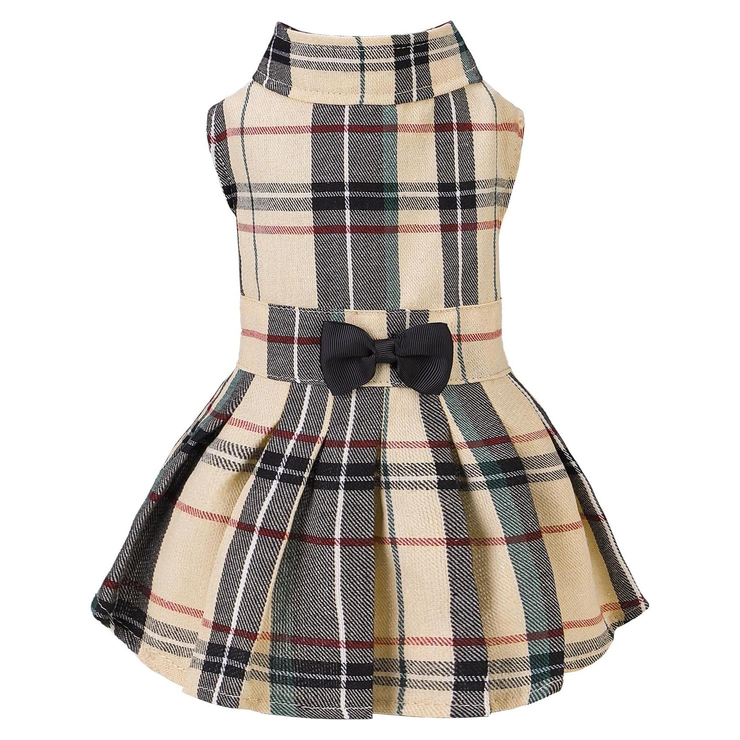 Vestido para Perros PUPTECK Talla Mediana Cuadros Clásicos