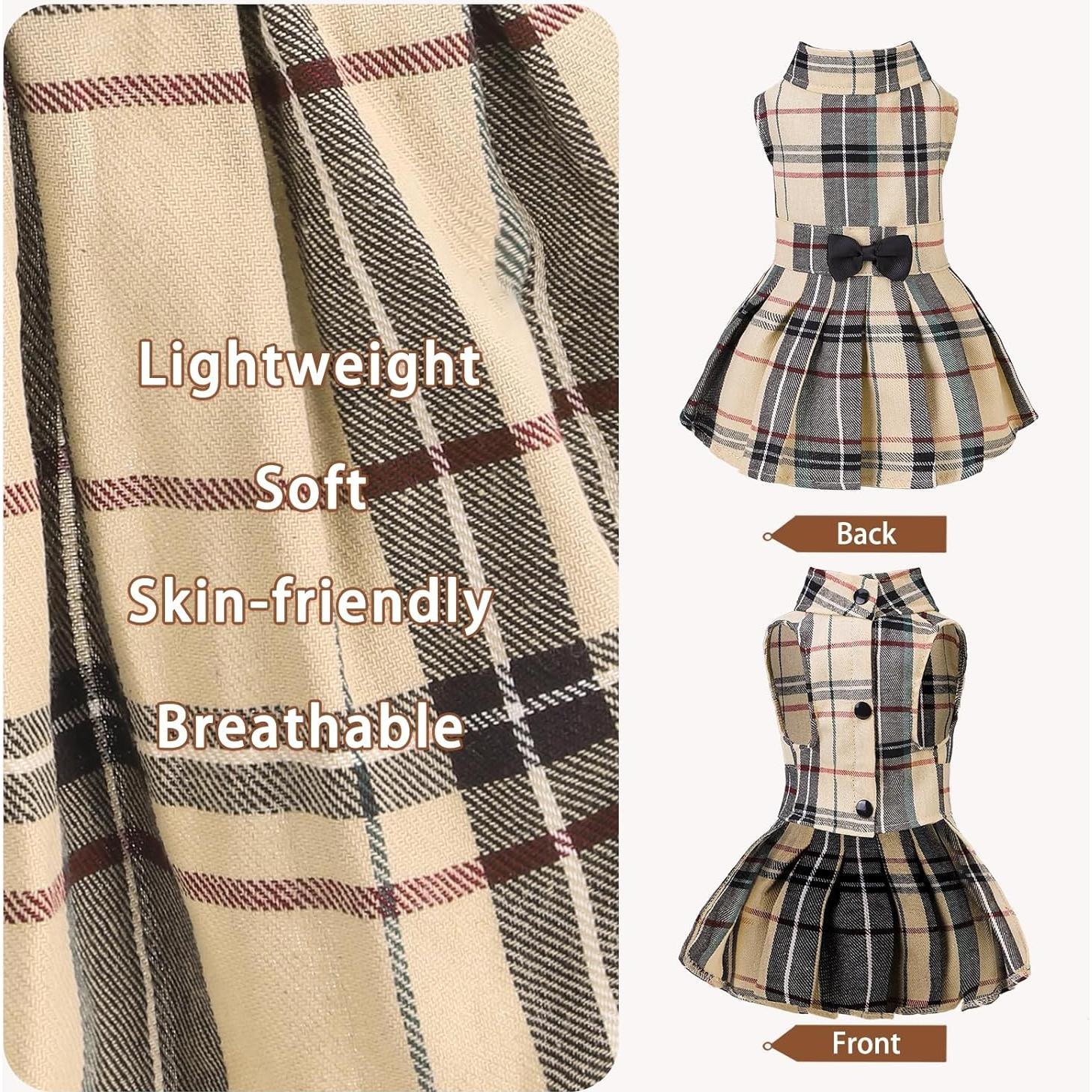 Vestido para Perros PUPTECK Talla Mediana Cuadros Clásicos