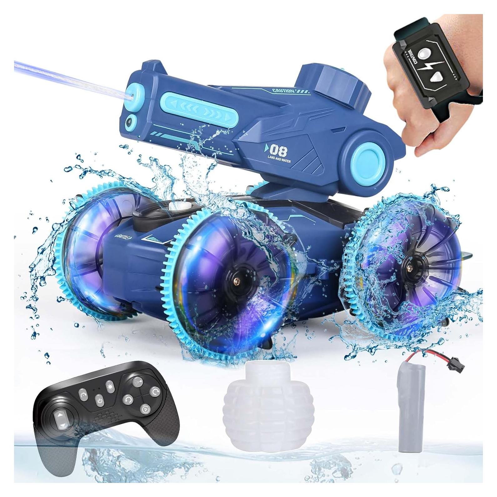 Coche RC Anfibio KB KAIBO 3-en-1 Azul, Velocidad Ajustable