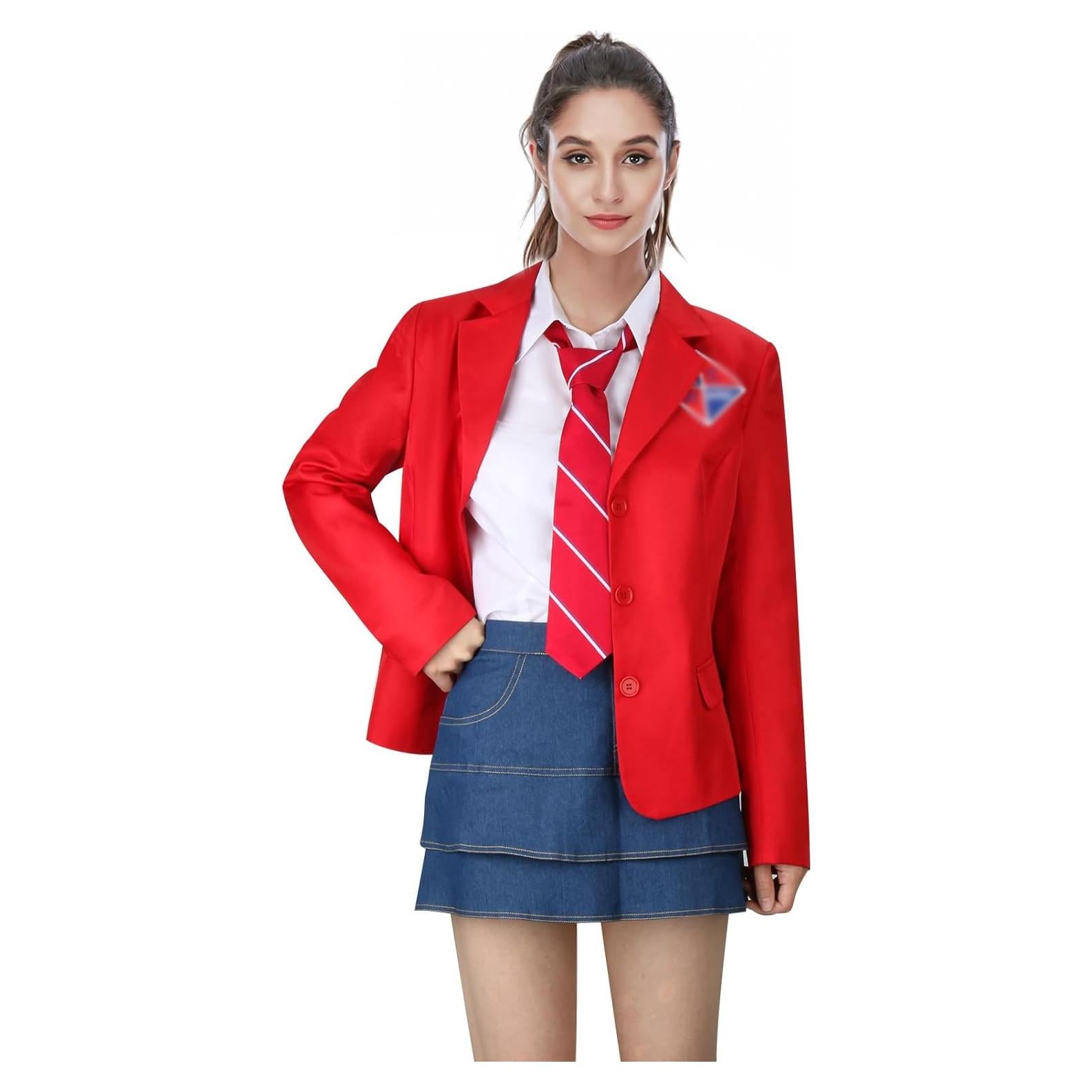 Disfraz Escolar Unisex Cosplay Rojo Camisa Falda Corbata