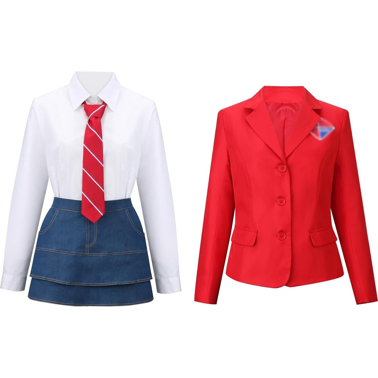 Disfraz Escolar Unisex Cosplay Rojo Camisa Falda Corbata