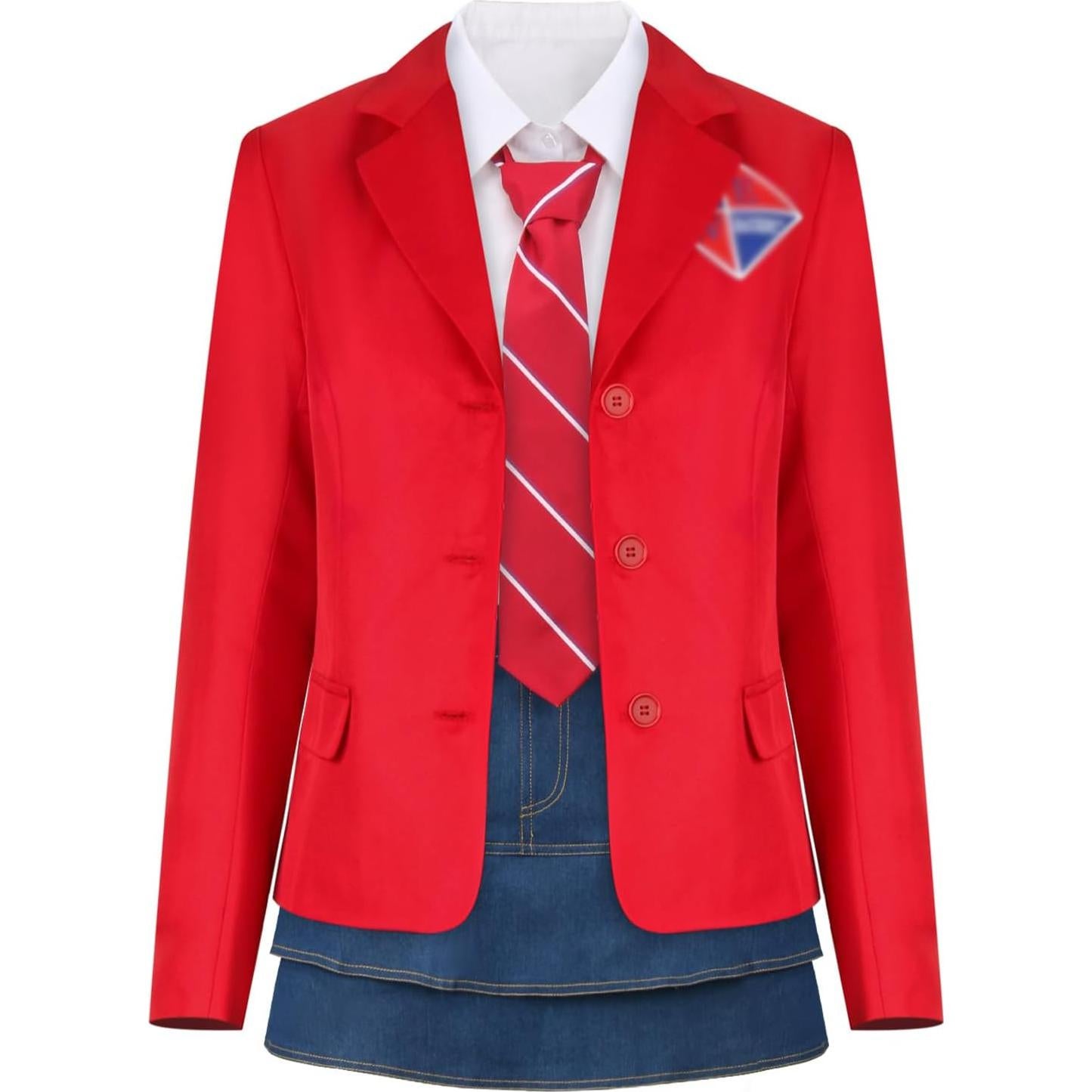 Disfraz Escolar Unisex Cosplay Rojo Camisa Falda Corbata