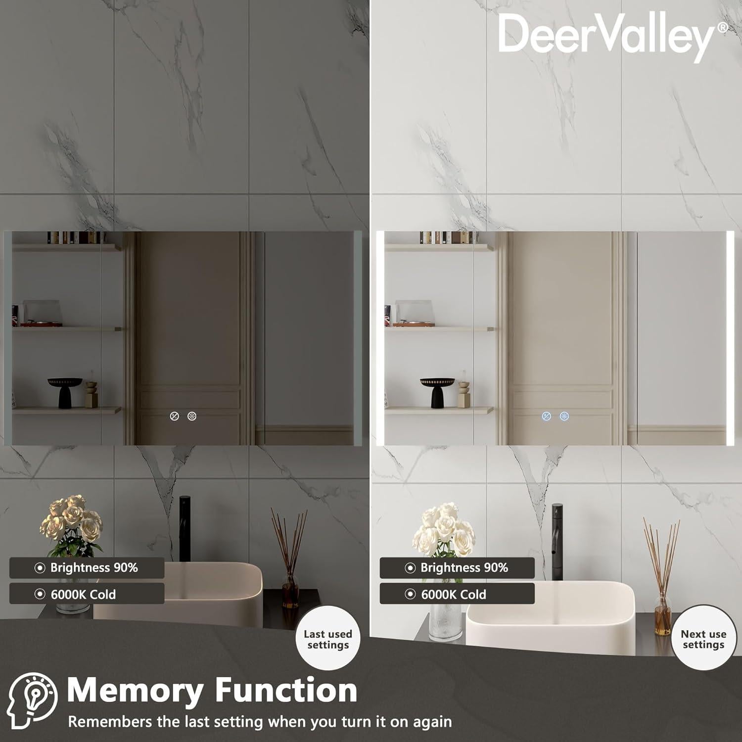 Armario de Medicina LED Deer Valley 100x60 cm con Espejo y Bluetooth