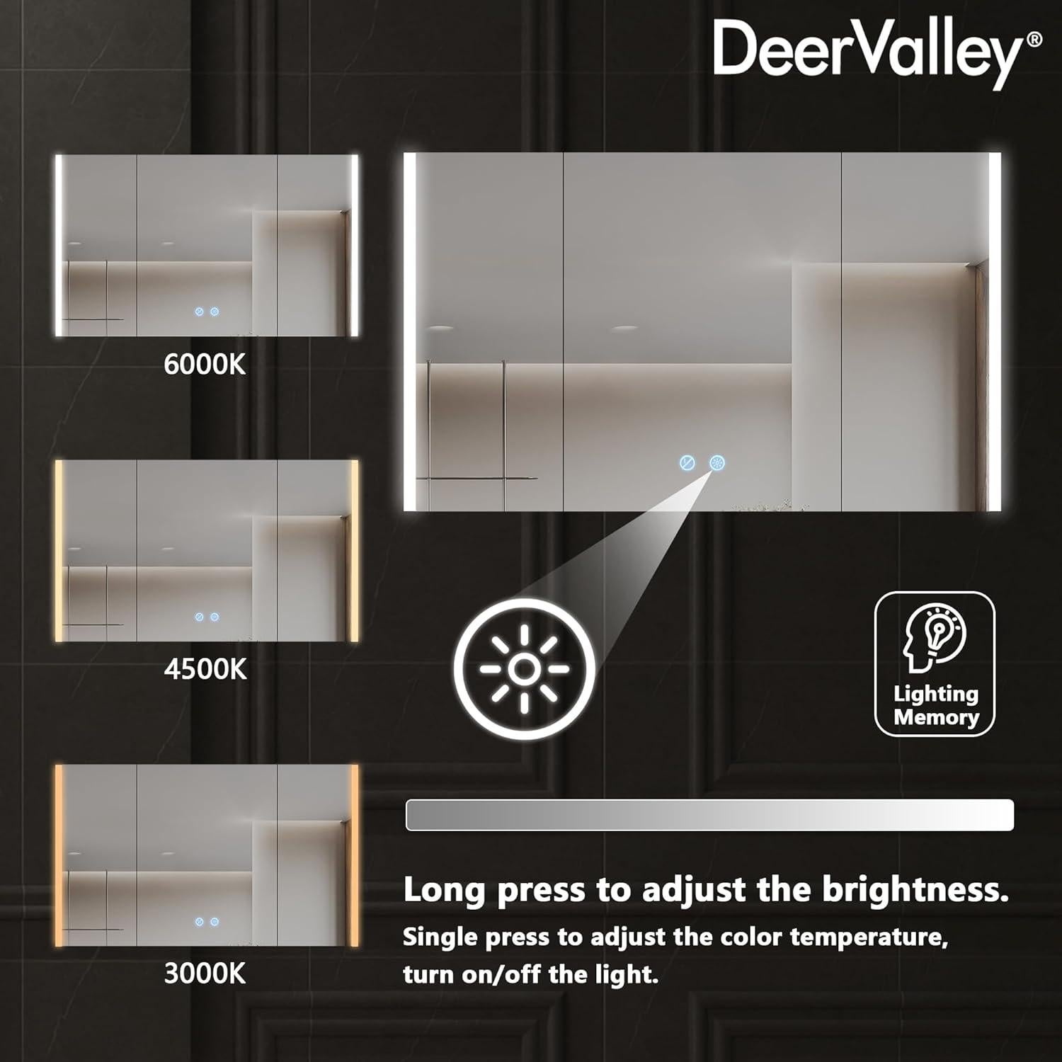 Armario de Medicina LED Deer Valley 100x60 cm con Espejo y Bluetooth