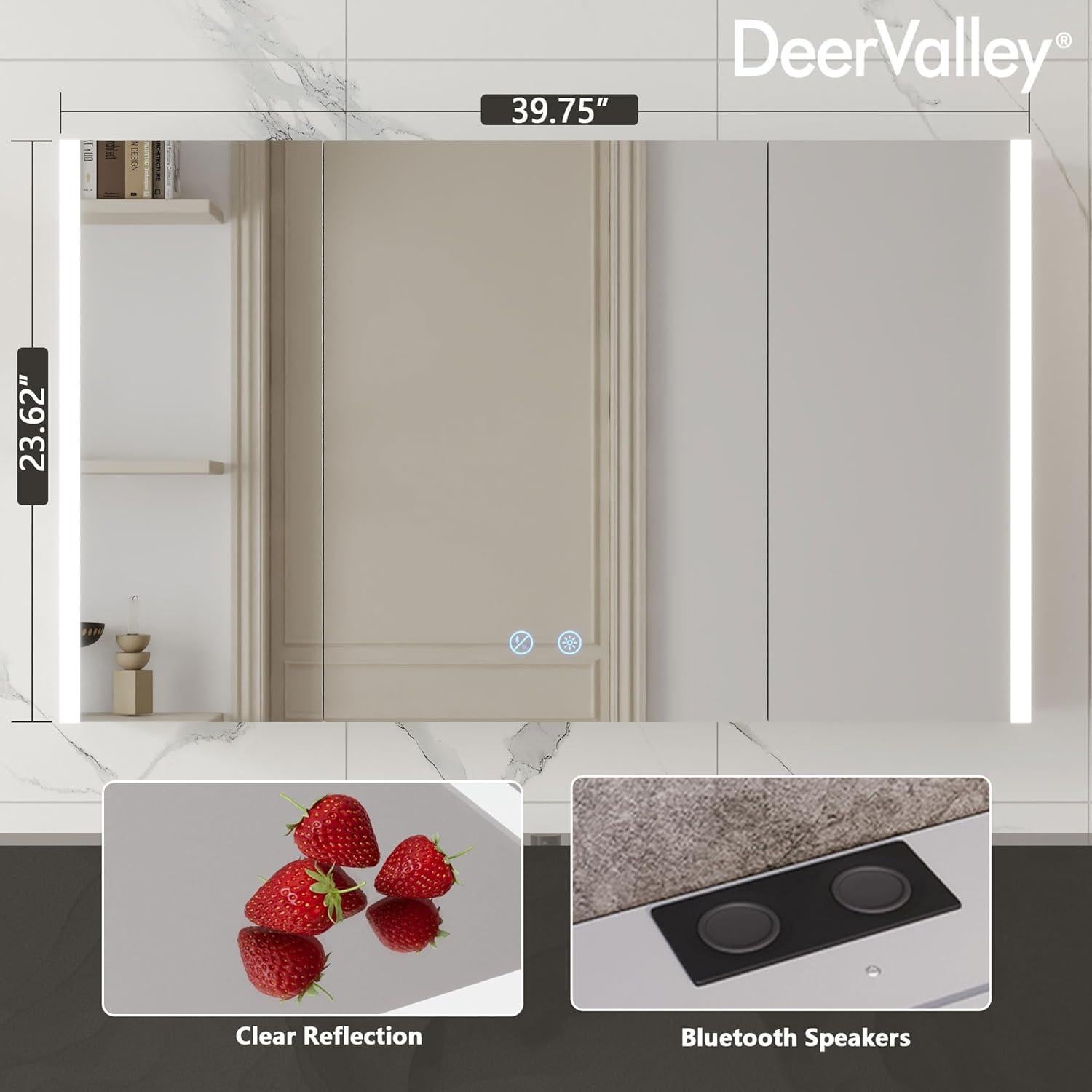 Armario de Medicina LED Deer Valley 100x60 cm con Espejo y Bluetooth