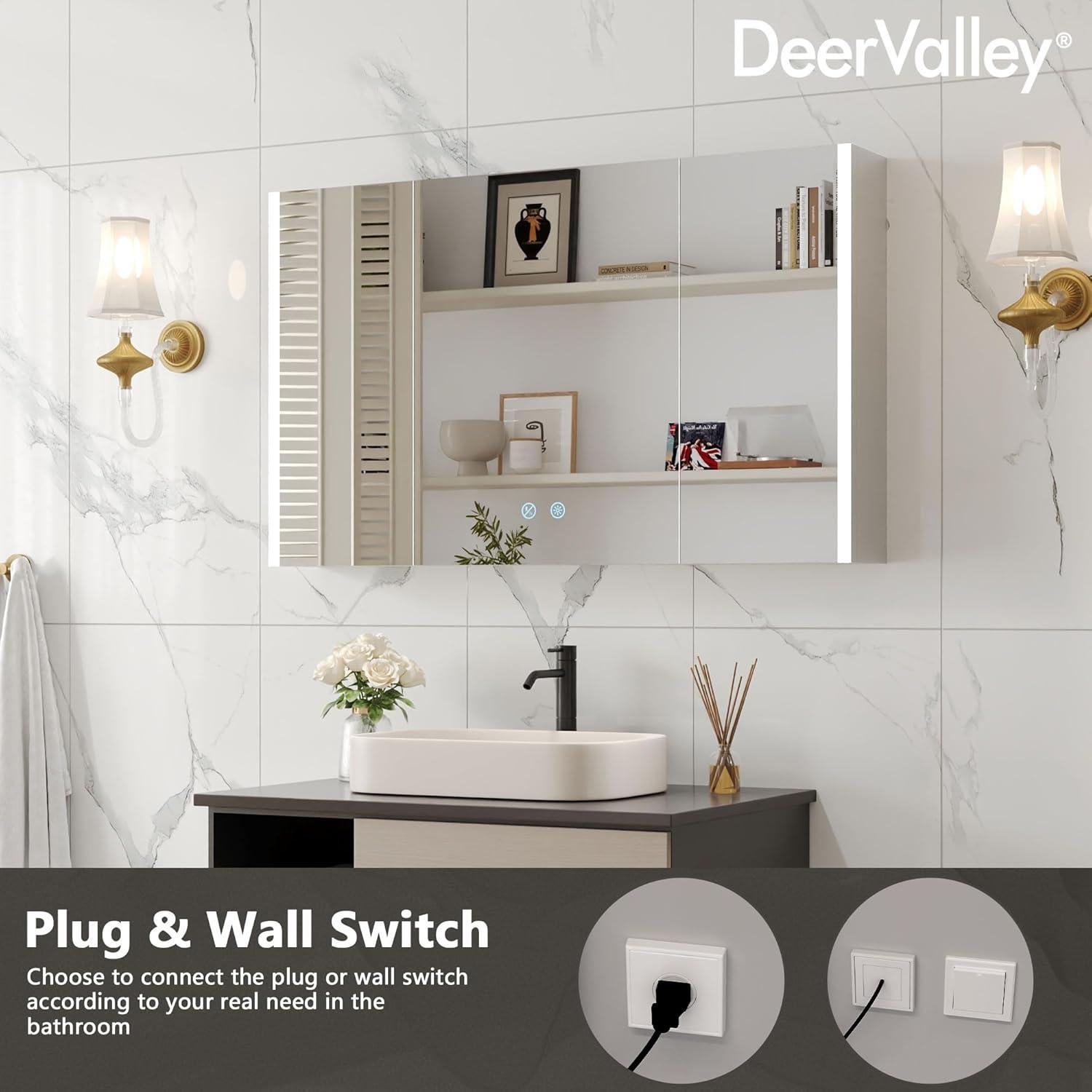 Armario de Medicina LED Deer Valley 100x60 cm con Espejo y Bluetooth