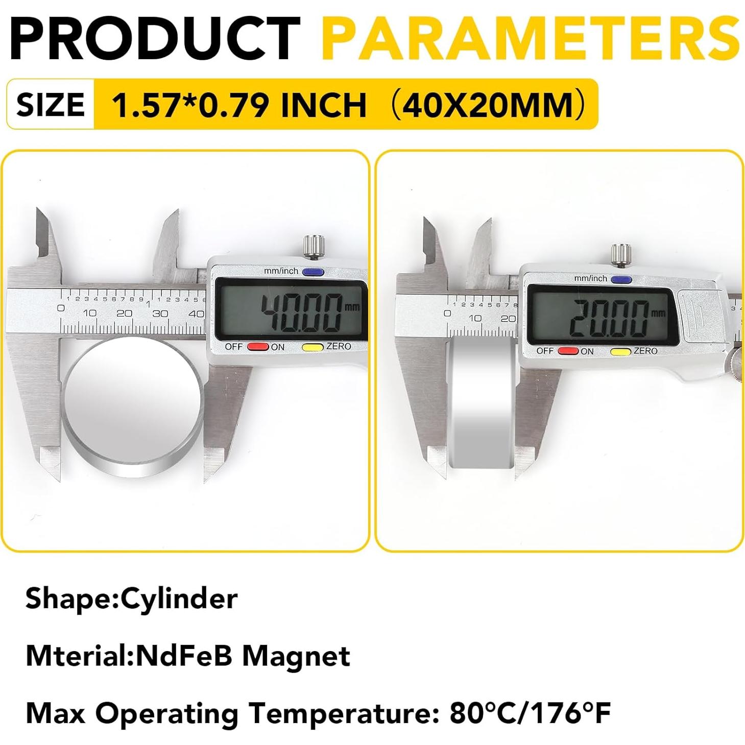 Imán de Neodimio DIYMAG 40x20mm 2 Piezas Alta Potencia