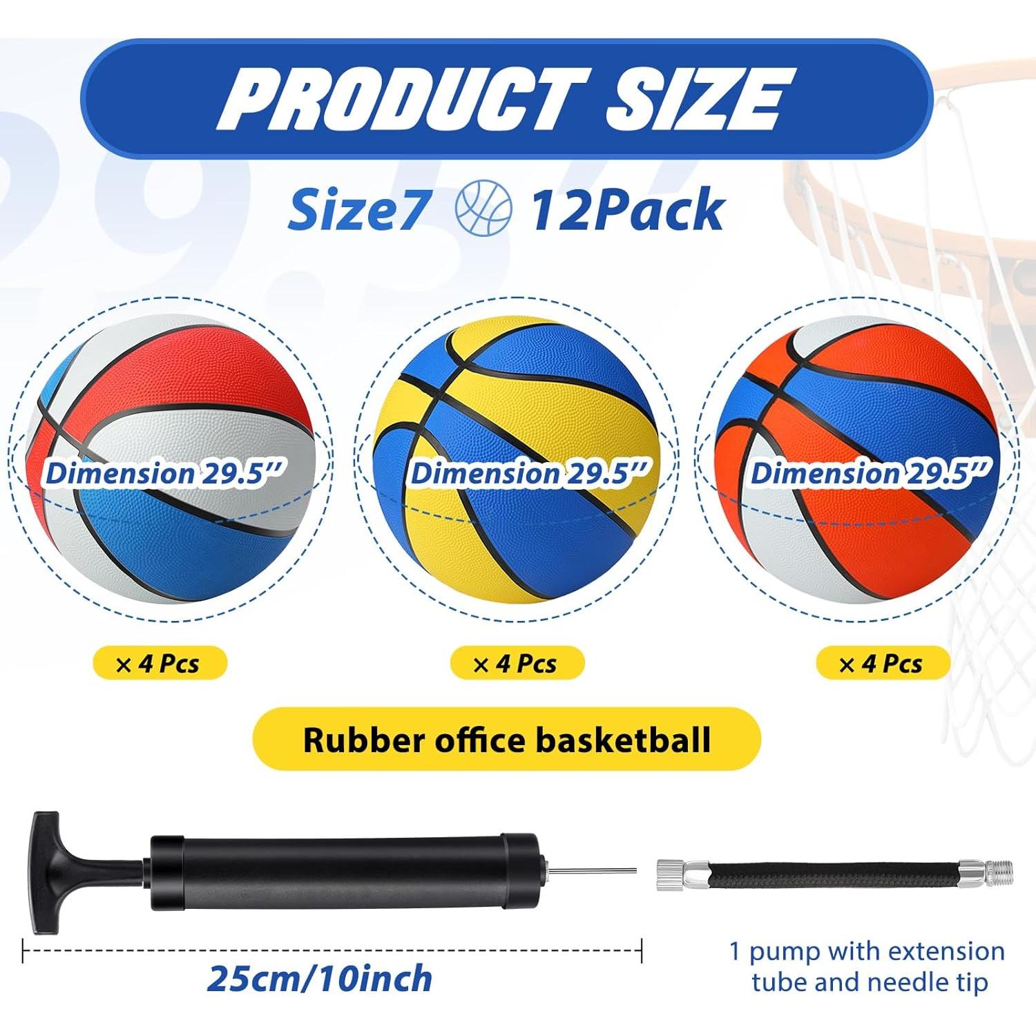 Balones de Baloncesto Jerify 12 Piezas Tamaño 7 con Bomba