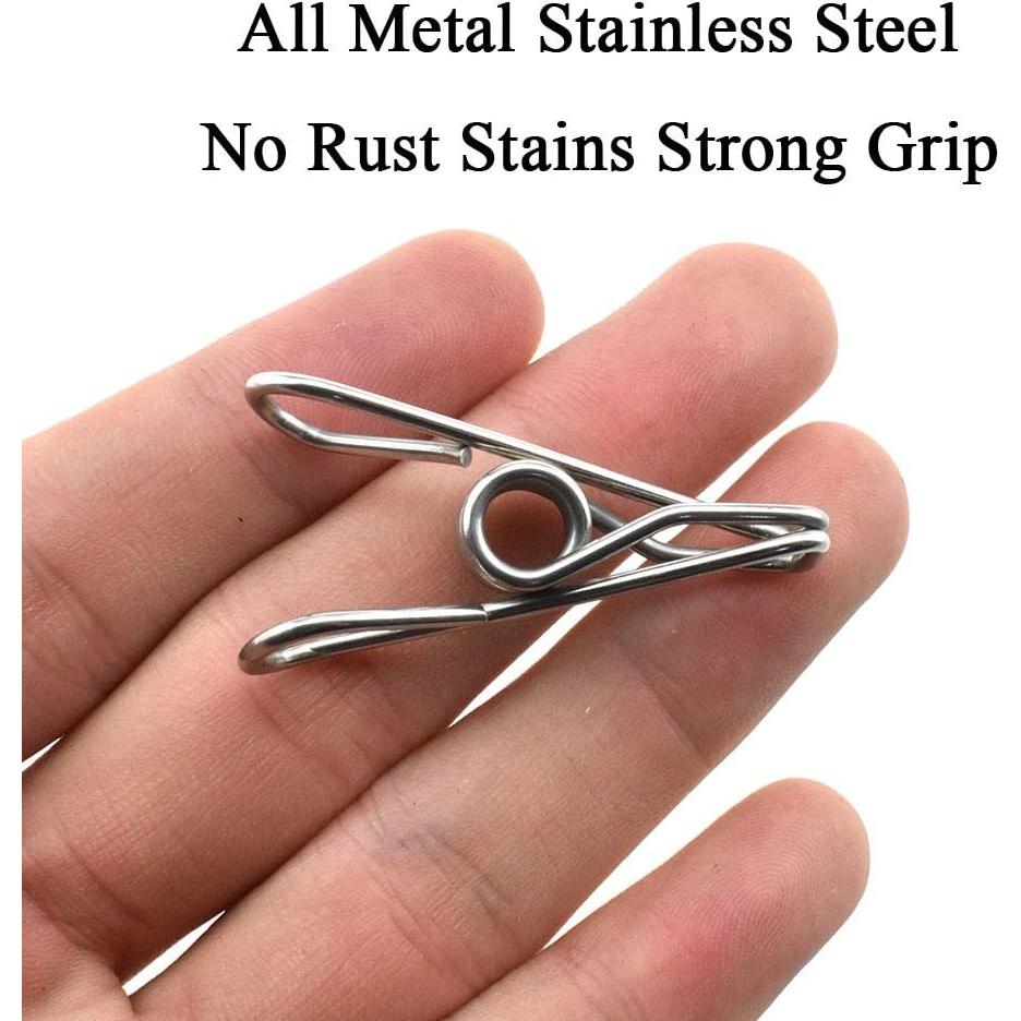 Pinzas de Ropa HAHIYO Acero Inoxidable 30 Paquete 43mm