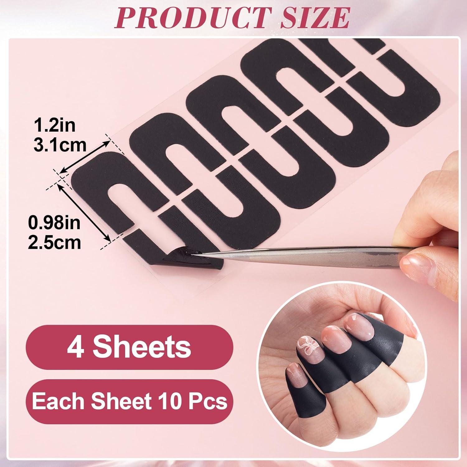 40 Protectores de Esmalte de Uñas VARMDUKKE - Negro - 3.1x2.5cm