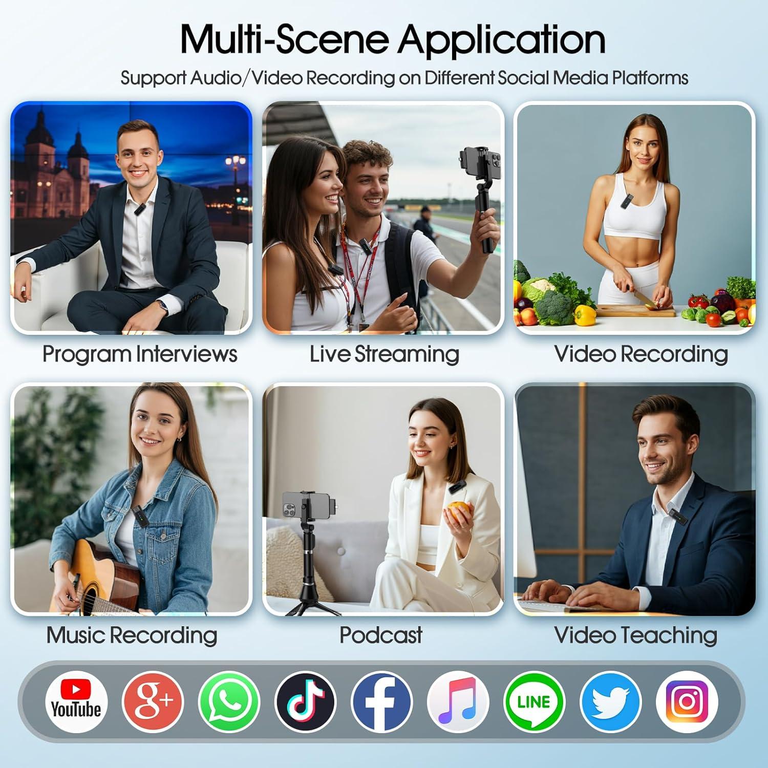 Paquete de 2 Micrófonos Lavalier Inalámbricos J68 con Estuche