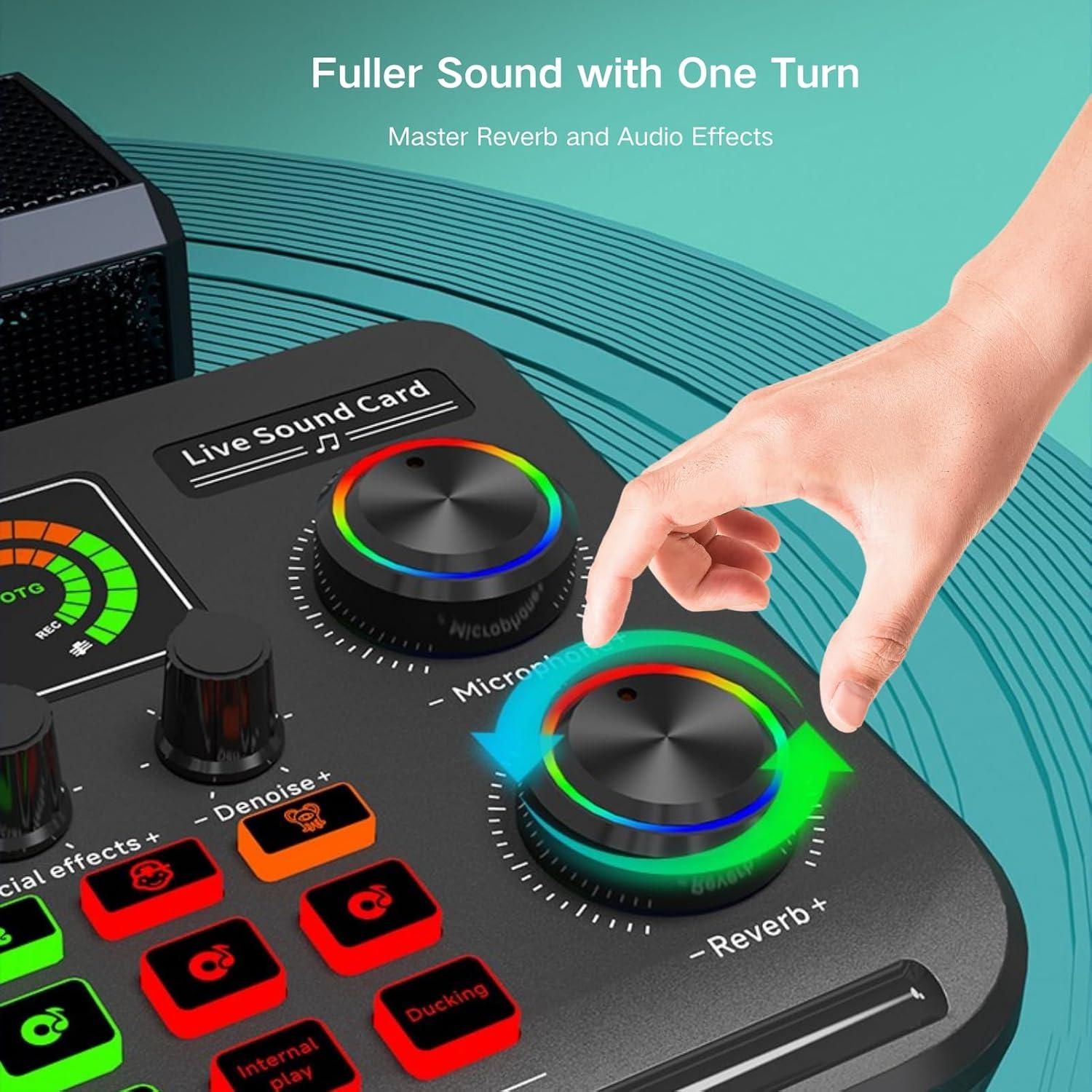 HOSONGIN Kit de Podcast Todo en Uno con Mezclador y Micrófonos