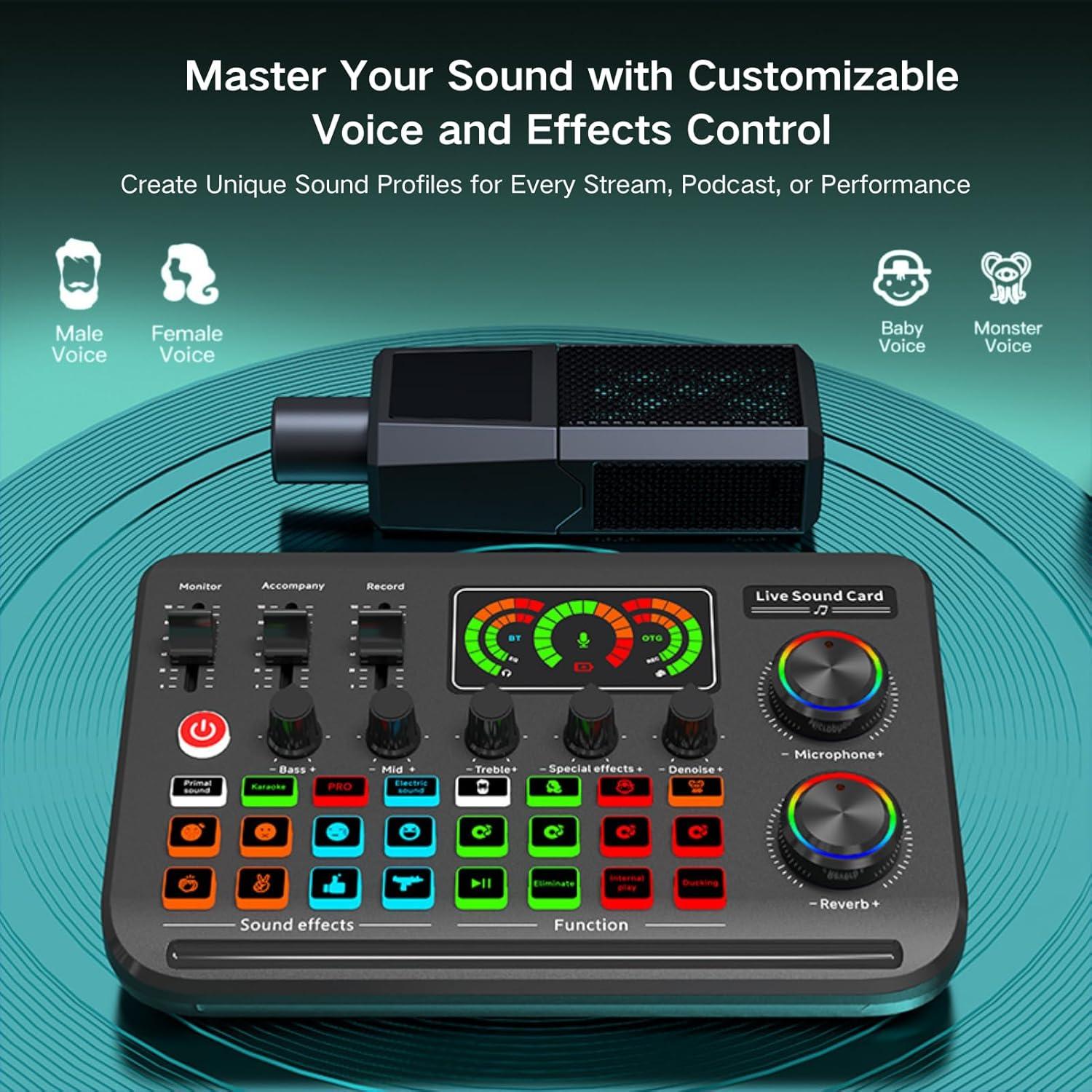 HOSONGIN Kit de Podcast Todo en Uno con Mezclador y Micrófonos