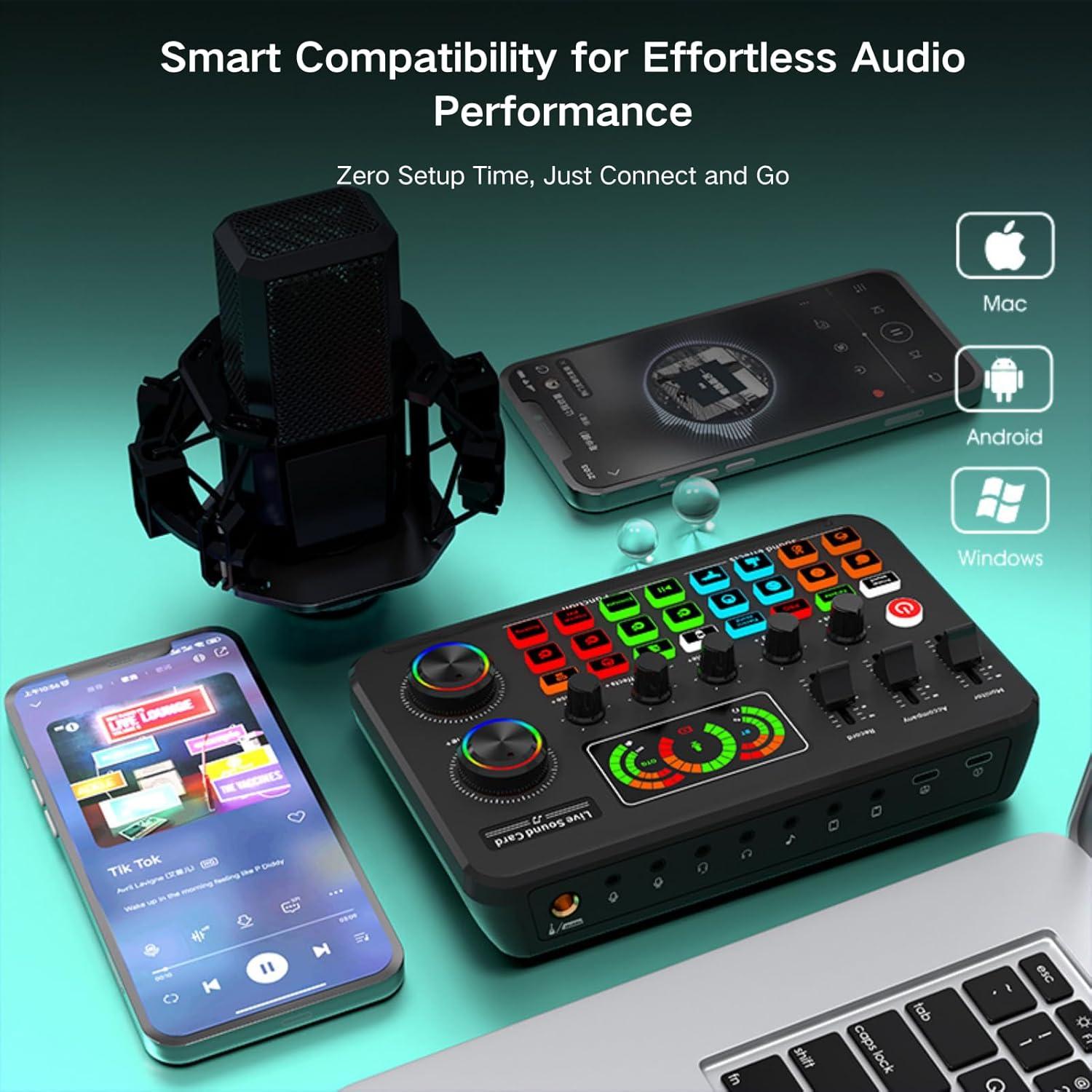 HOSONGIN Kit de Podcast Todo en Uno con Mezclador y Micrófonos