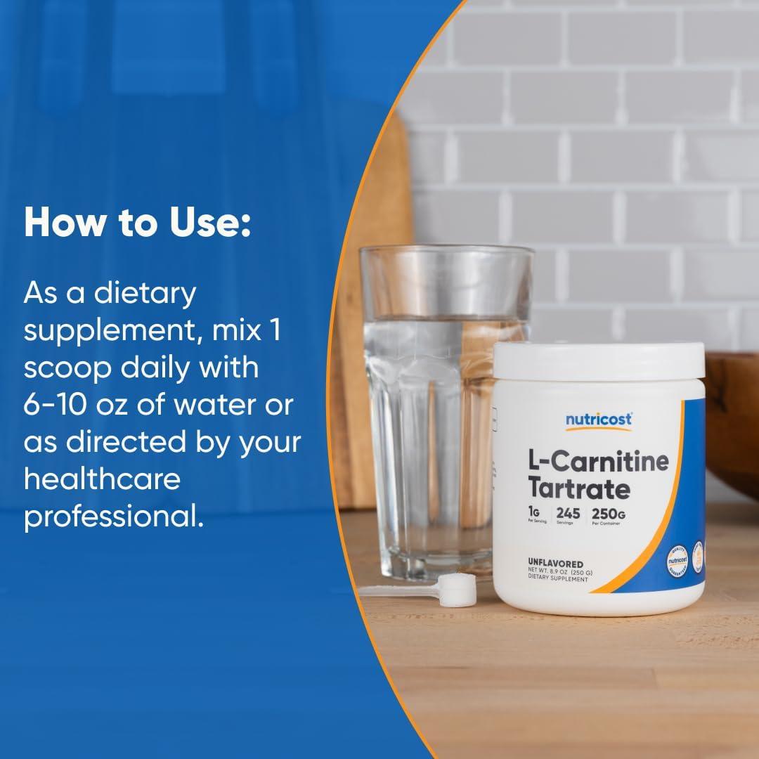 Nutricost L-Carnitina Tartrato Polvo 250g - 1g por Porción