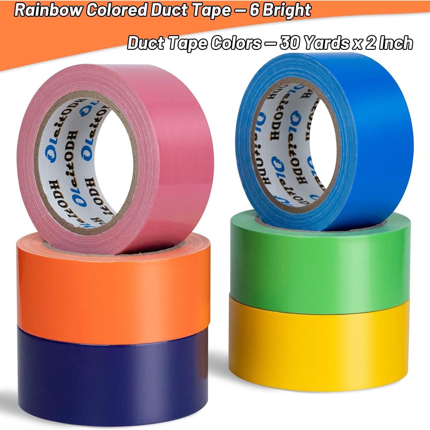 Paquete de 6 rollos de cinta adhesiva multicolor 5.08 cm x 27.43 m