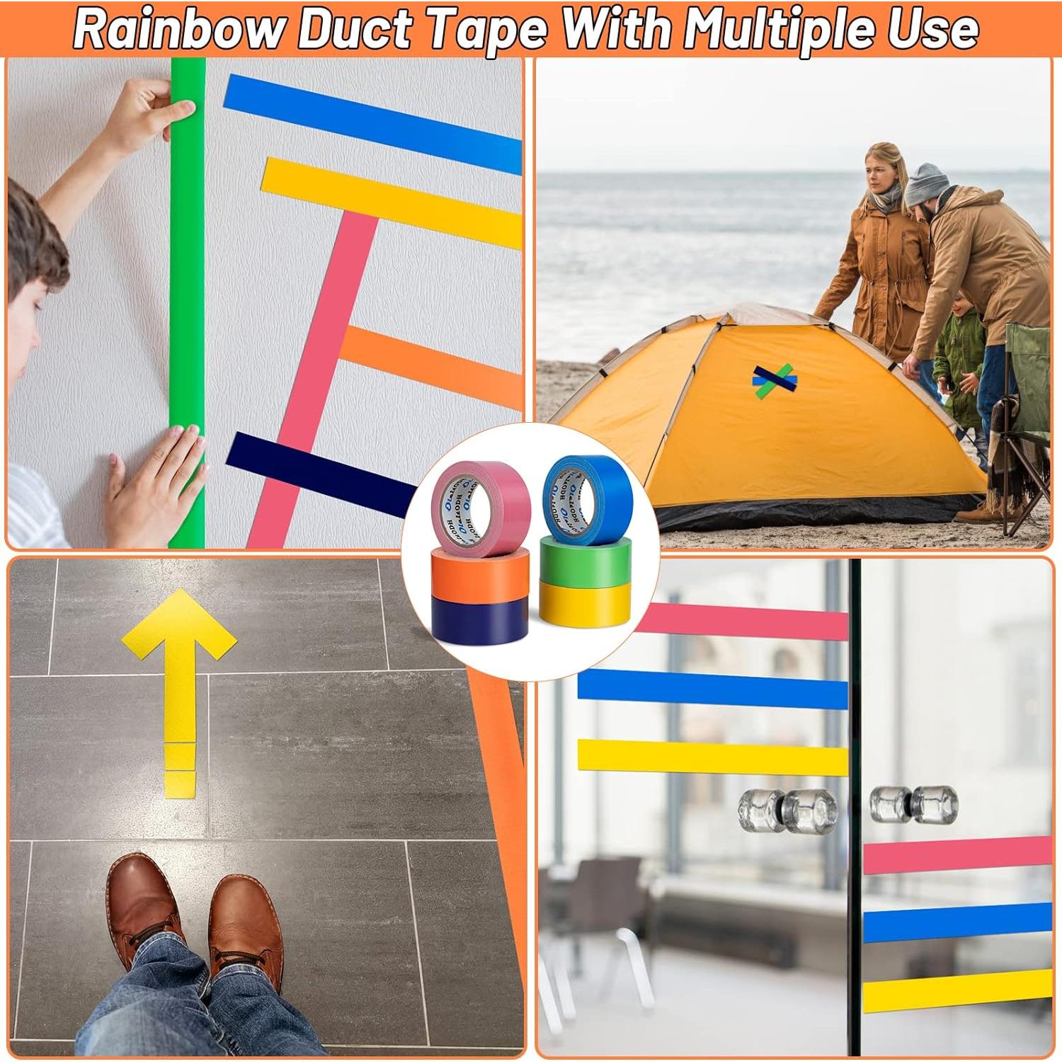 Paquete de 6 rollos de cinta adhesiva multicolor 5.08 cm x 27.43 m