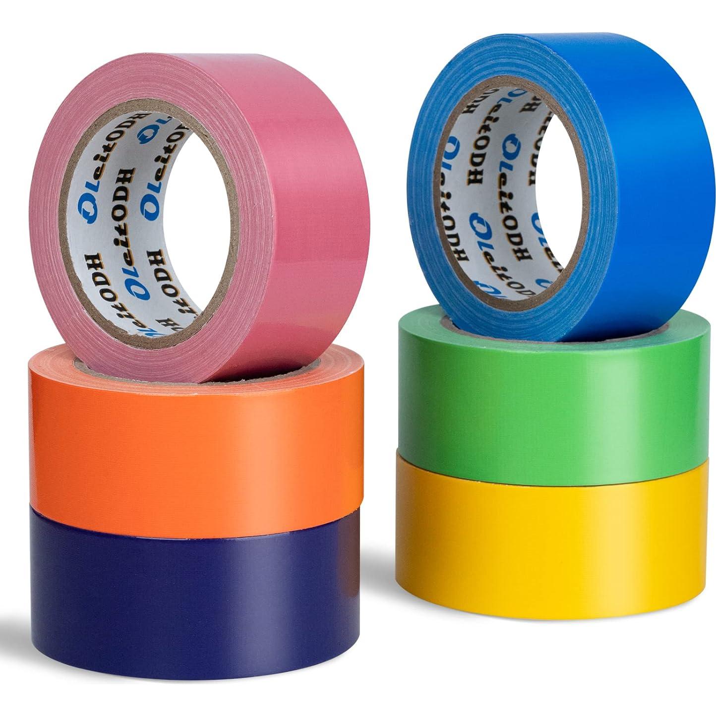 Paquete de 6 rollos de cinta adhesiva multicolor 5.08 cm x 27.43 m