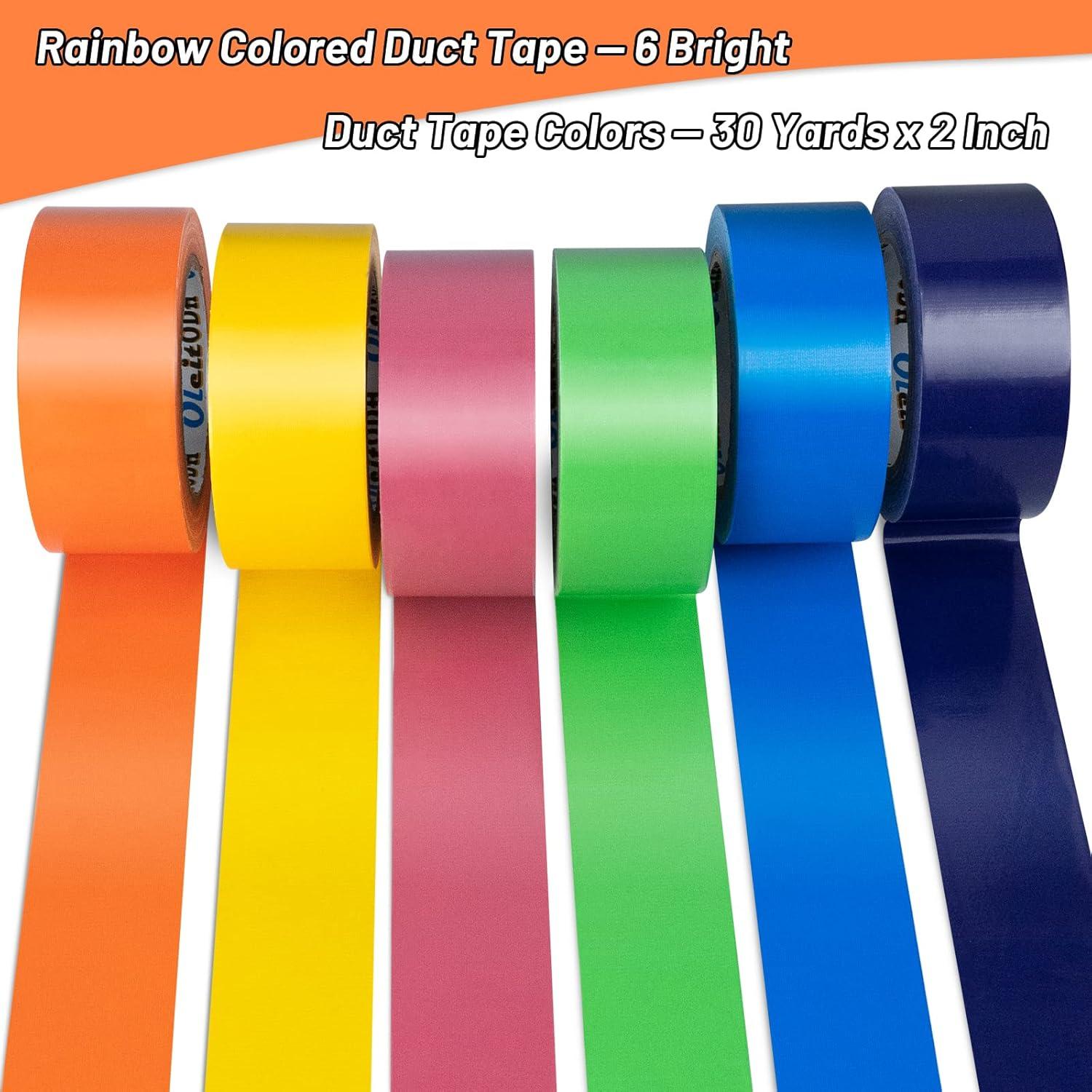 Paquete de 6 rollos de cinta adhesiva multicolor 5.08 cm x 27.43 m