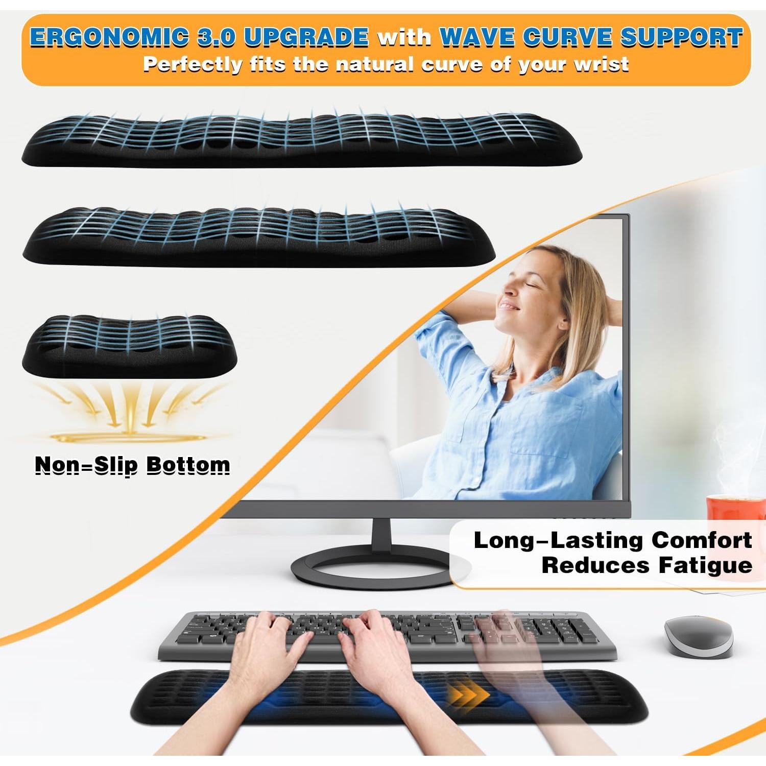 Reposamuñecas Ergonómico UnivoColors WR90 Negro - Espuma Memoria