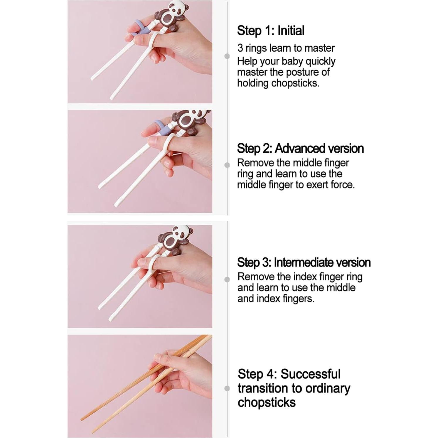 Palillos de Entrenamiento Panda para Niños - 3 Pares Reutilizables