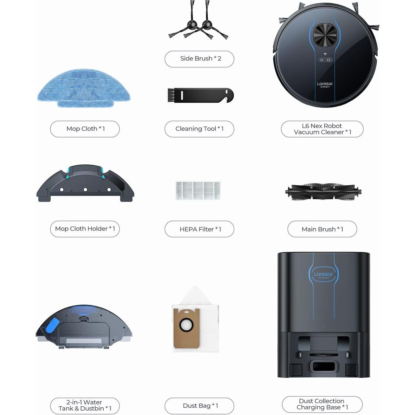 Aspiradora Robot Laresar Clean L6 Nex 3 en 1 con Auto-Desalojo