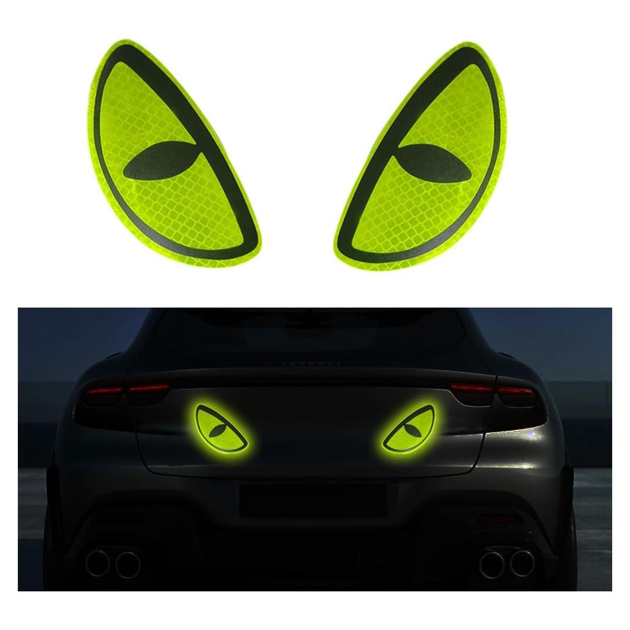 Calcomanías Reflectantes para Autos LAINLOY - Ojos Amarillos 10.9x5.6cm