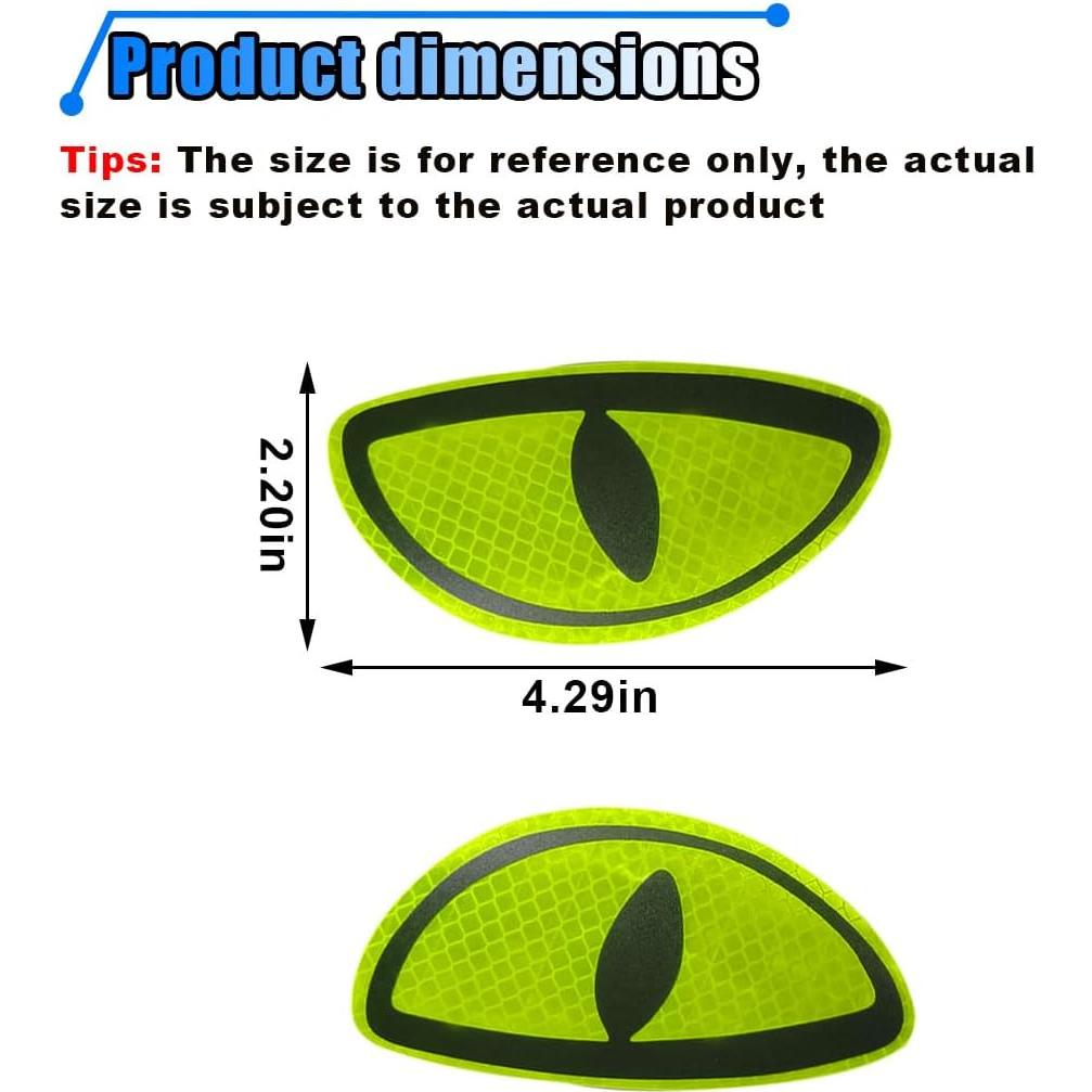 Calcomanías Reflectantes para Autos LAINLOY - Ojos Amarillos 10.9x5.6cm
