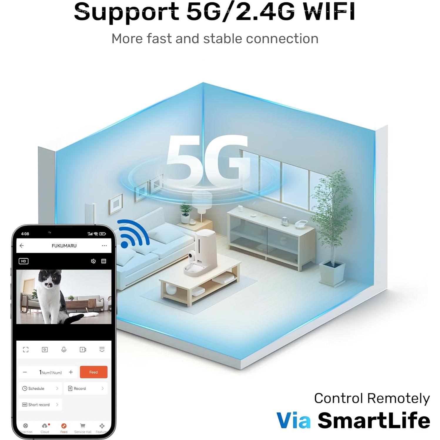 Comedero Automático FUKUMARU para Gatos HD 1080P WiFi