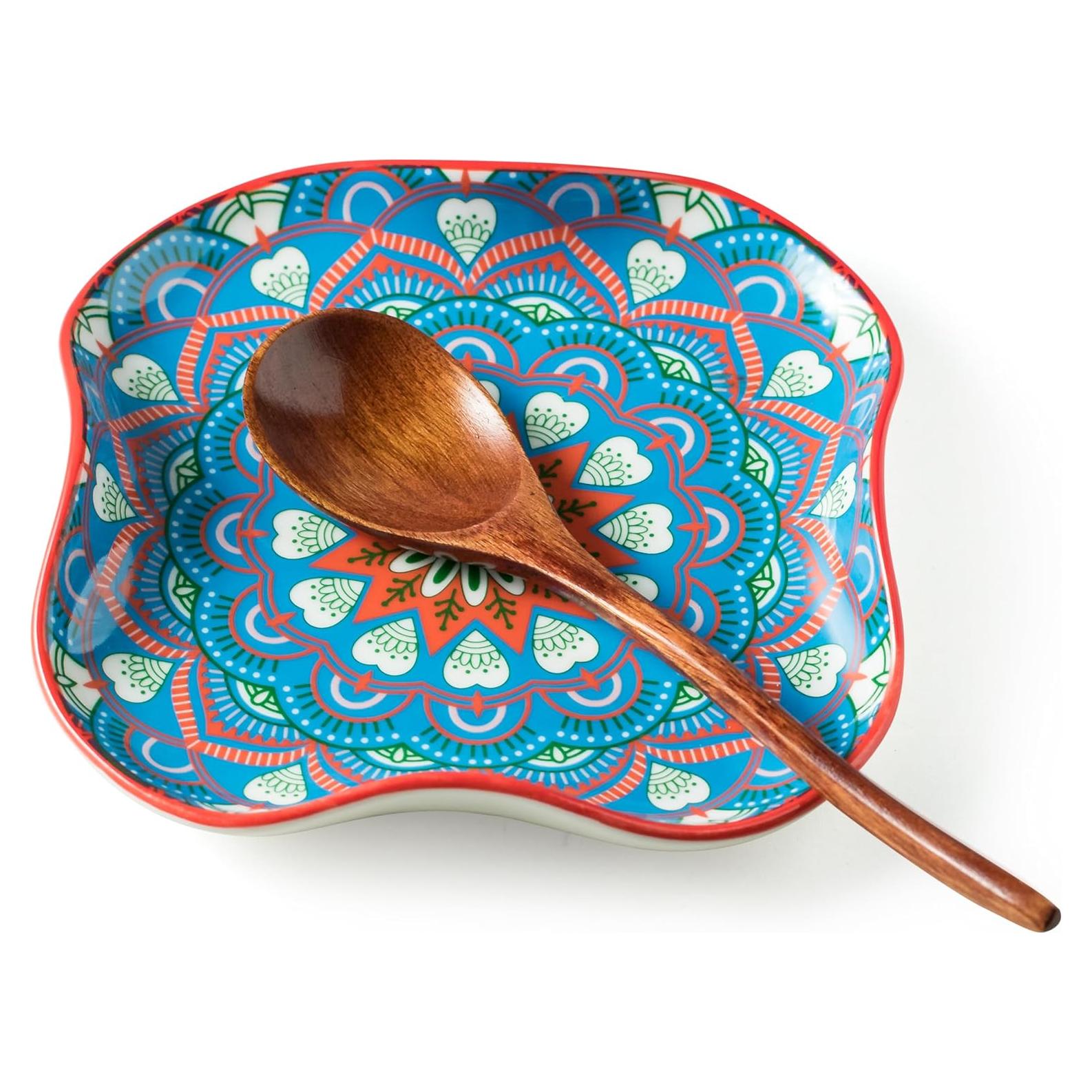 Soporte de Cerámica para Cucharas Cormomu Bohemio Azul y Rojo