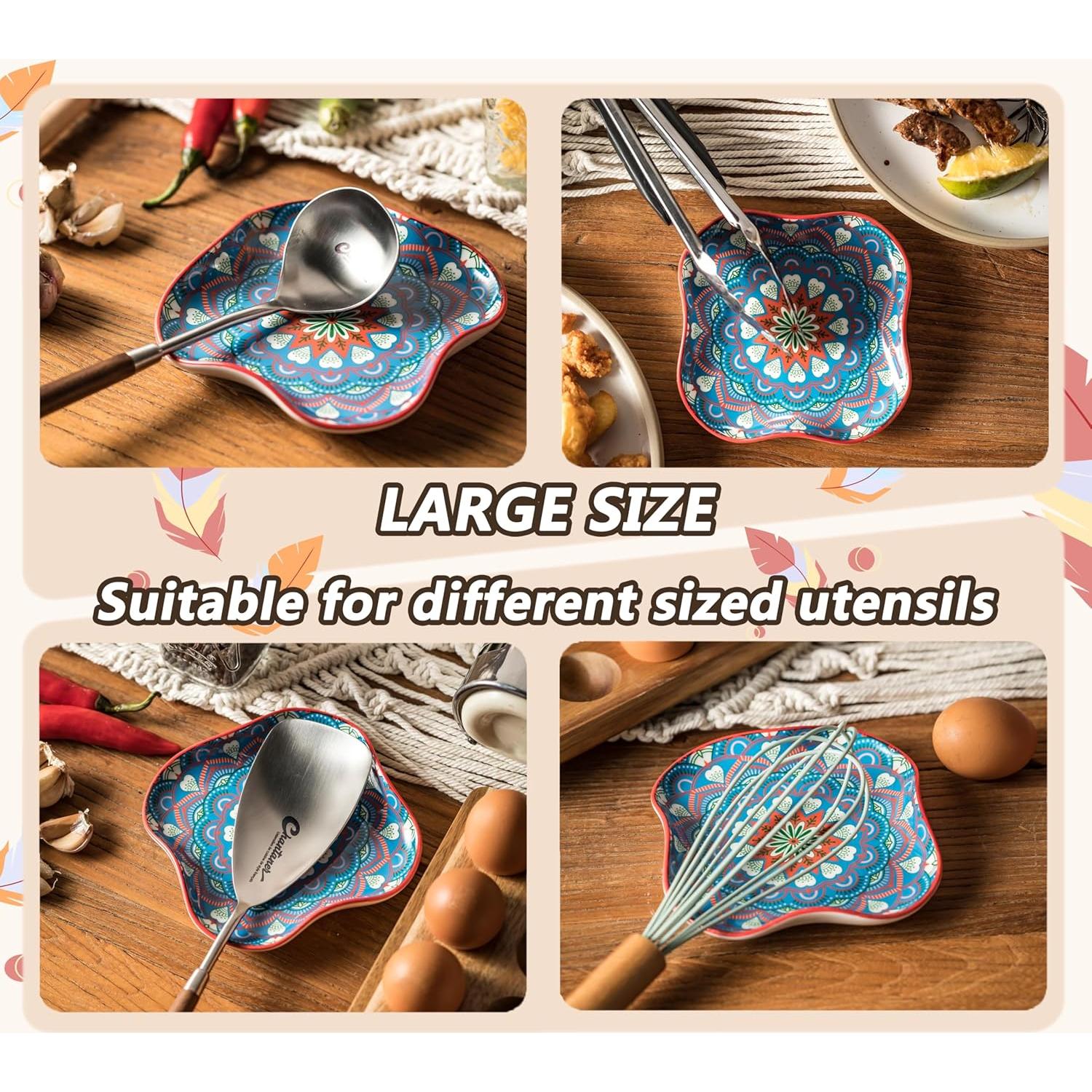 Soporte de Cerámica para Cucharas Cormomu Bohemio Azul y Rojo