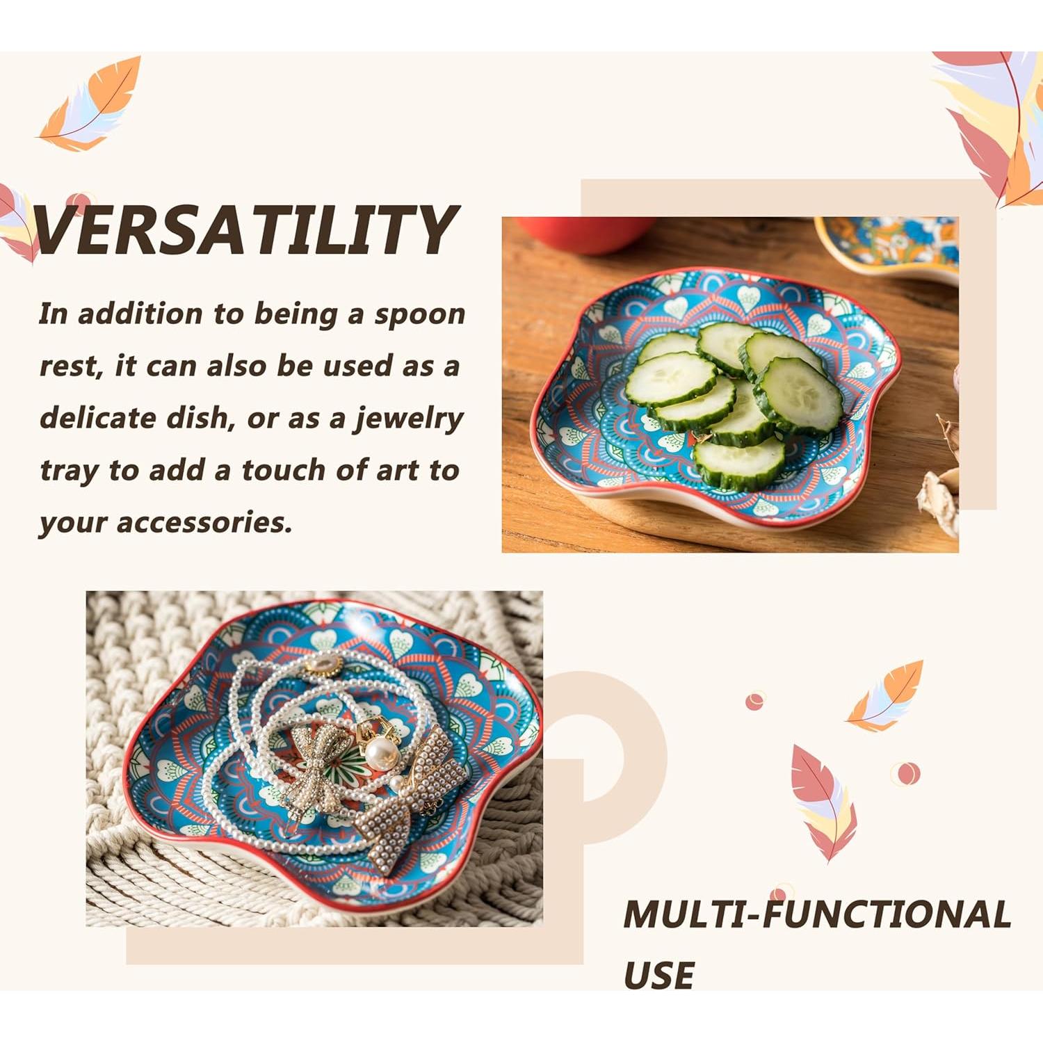 Soporte de Cerámica para Cucharas Cormomu Bohemio Azul y Rojo