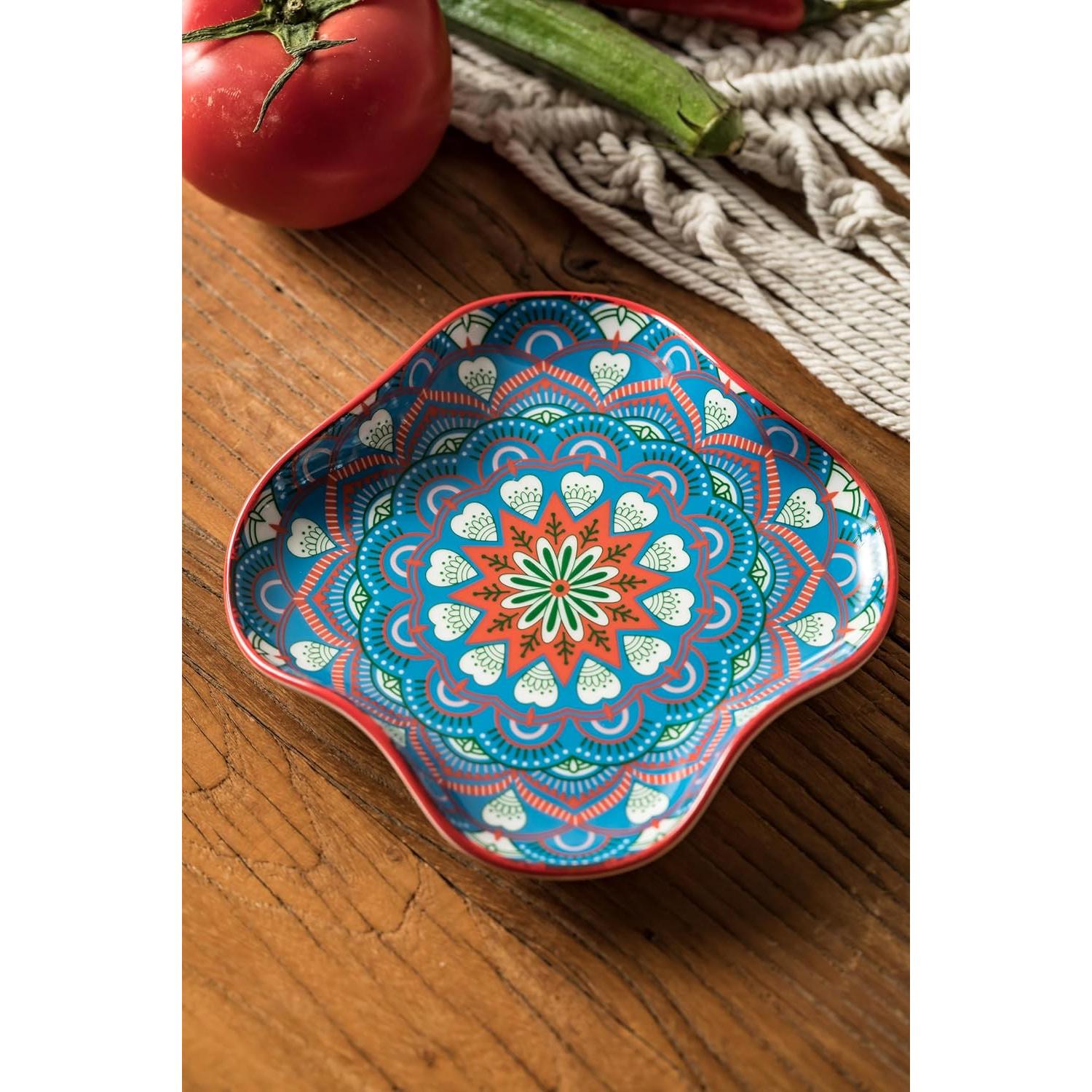 Soporte de Cerámica para Cucharas Cormomu Bohemio Azul y Rojo