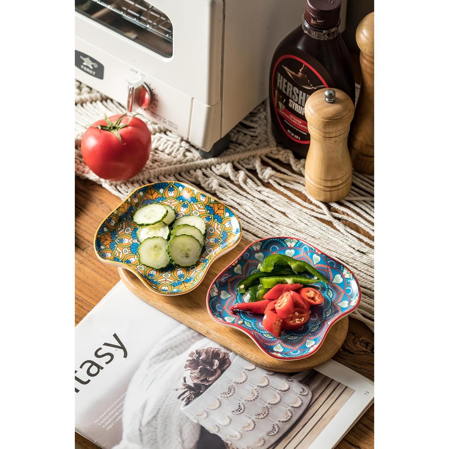 Soporte de Cerámica para Cucharas Cormomu Bohemio Azul y Rojo